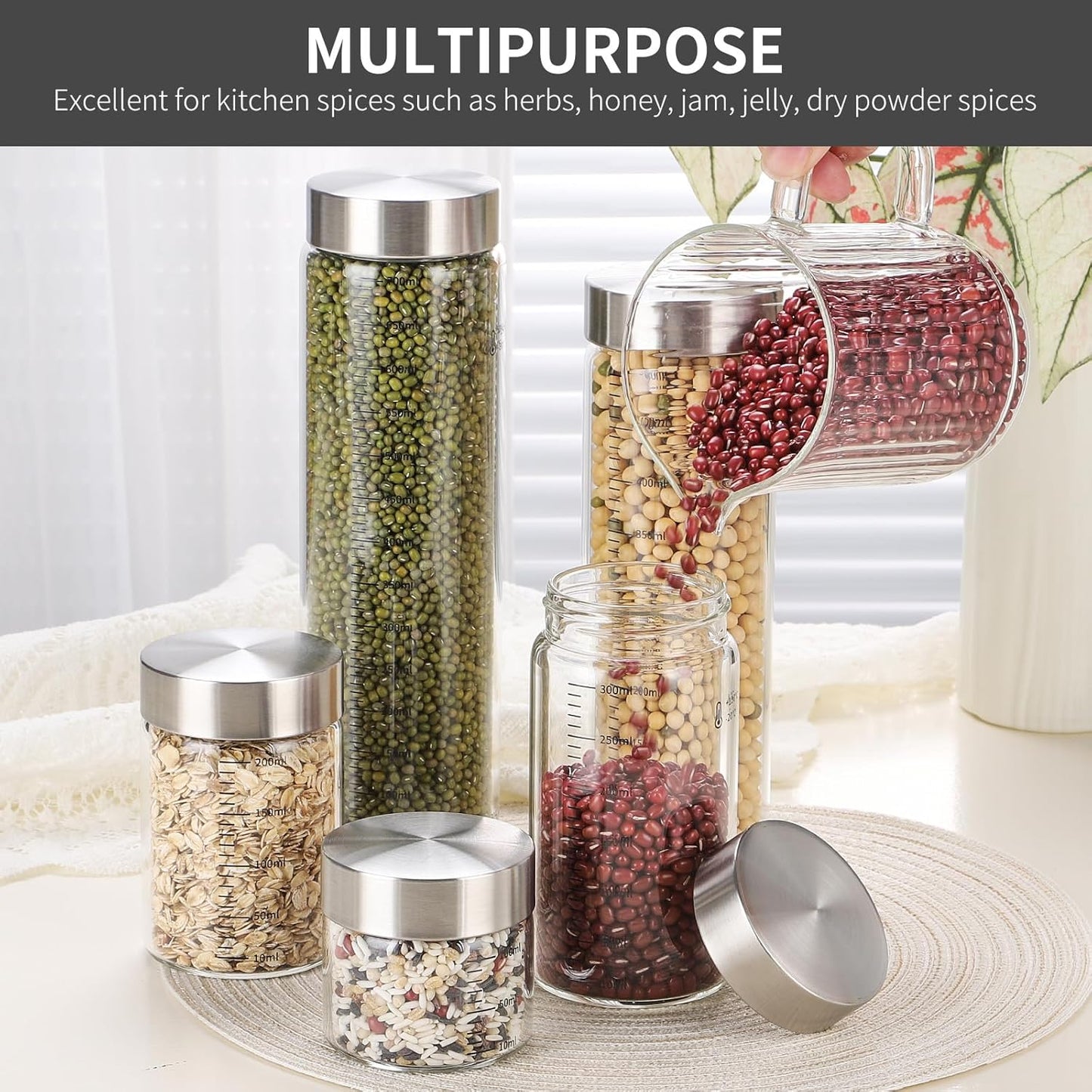 25 Oz Glass Juice Bottles, 4 Pack Glass Bottles with Lids, BPA Free, Borosilicate Glass, Leak Proof Lids for Juicing, Smoothies, Infused Water, Beverage Storage, Shaker Bottles