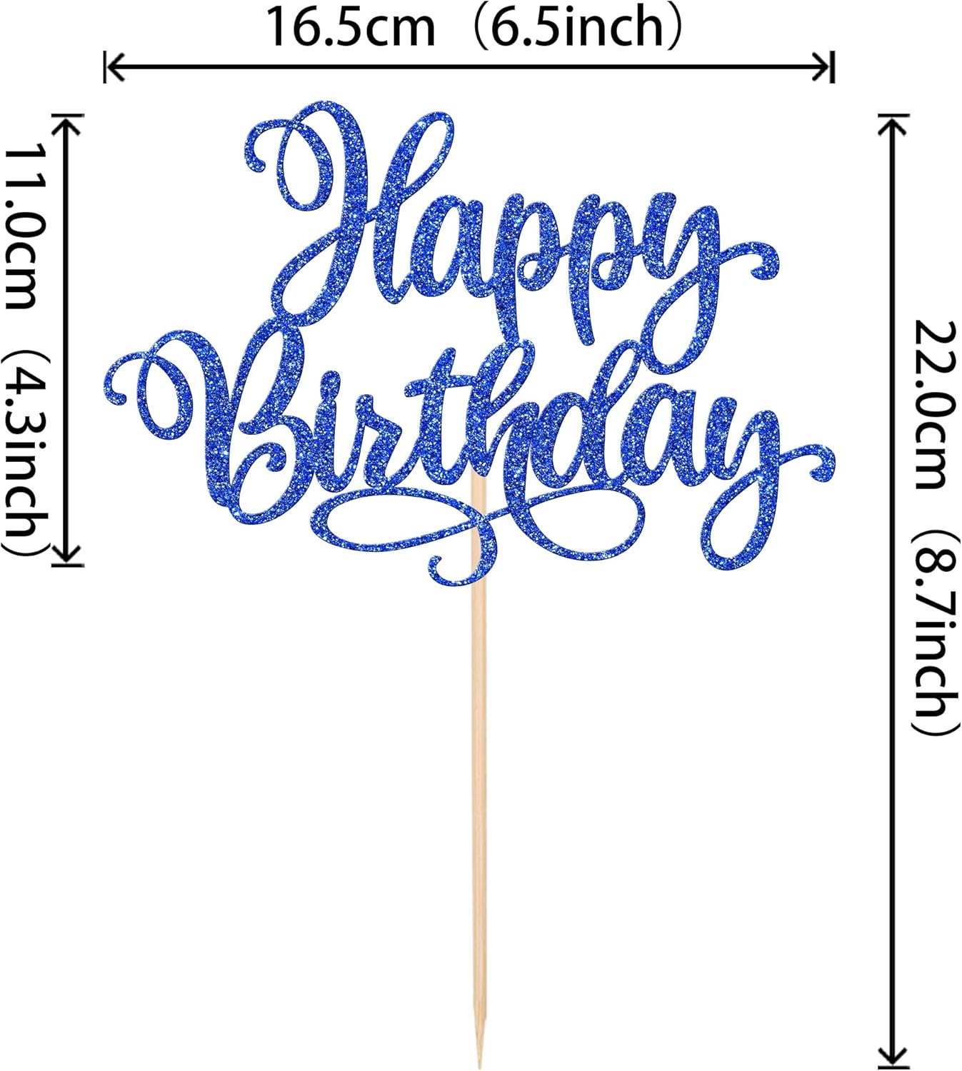 1 PCS Happy Birthday Cake Topper Glitter Happy Birthday Cake Pick Bunting Decor for Anniversary Celebrating Happy Birthday Party Cake Decorations Supplies Blue