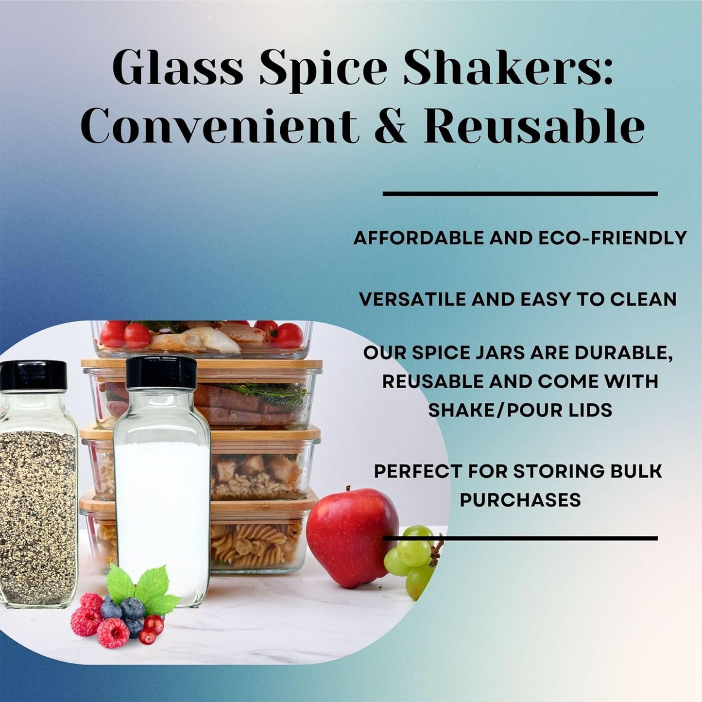 JARMING COLLECTIONS Glass Spice Jars with Shaker Lids - Spice Jars 16 oz for Food Storage, Spice Containers for Kitchen Organization, Organizing Bottles for Spices (French Square Red - 2pack)