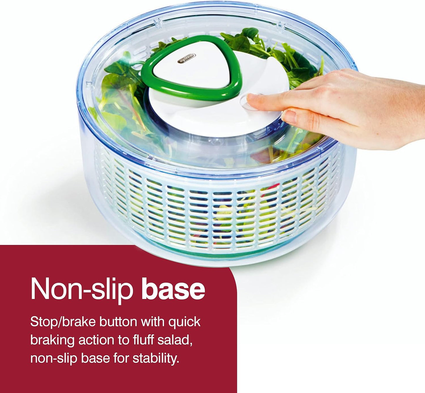 ZYLISS Easy Spin Salad Spinner, Large, Green, BPA Free