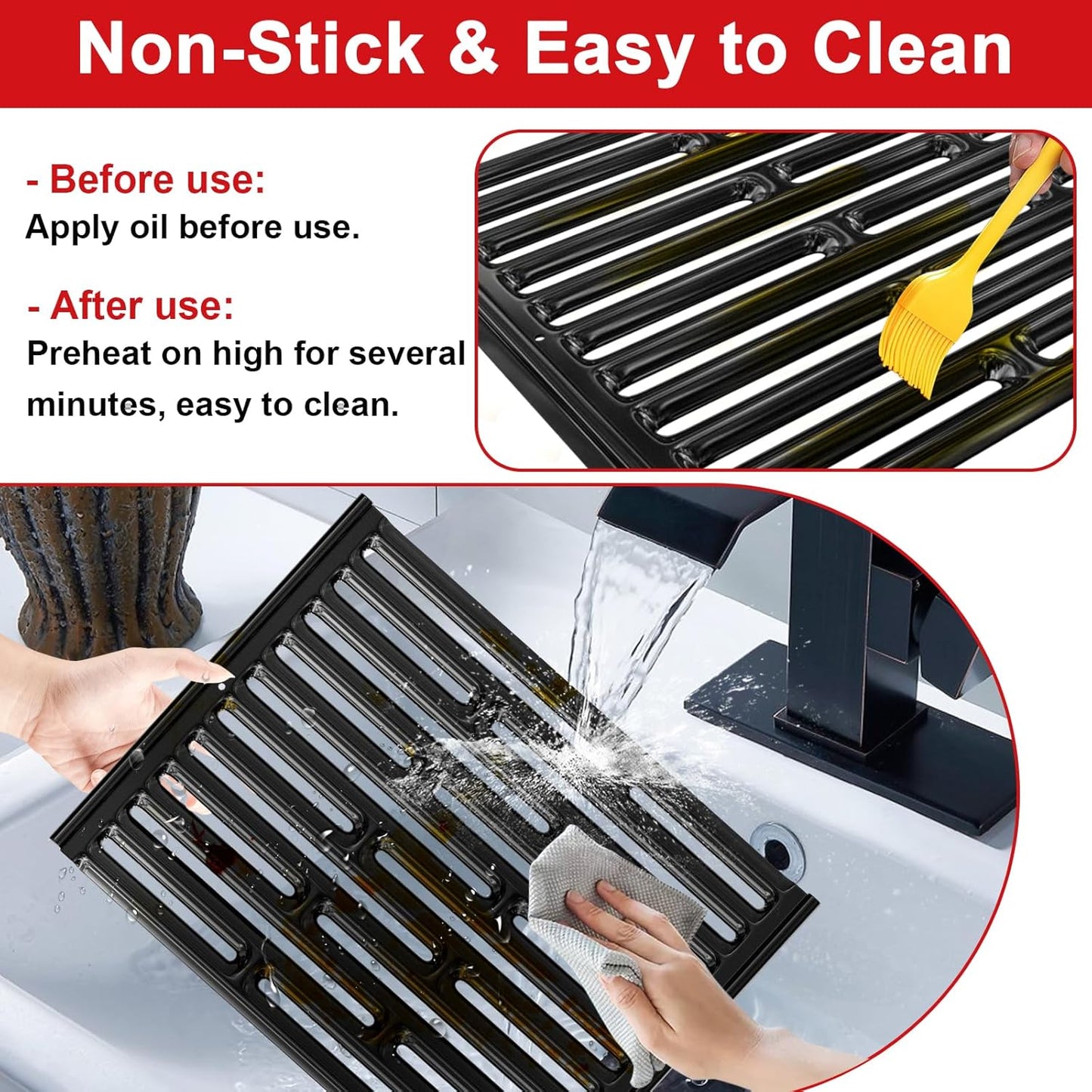 DELSbbq 15 Inch Grill Cooking Grates for Weber Old Spirit 200 with Side Control, Grill Grates for Weber 7523, Spirit E/S 200/210, Spirit 500, Genesis Silver A, Replacement for 7521 7522 65904 65905