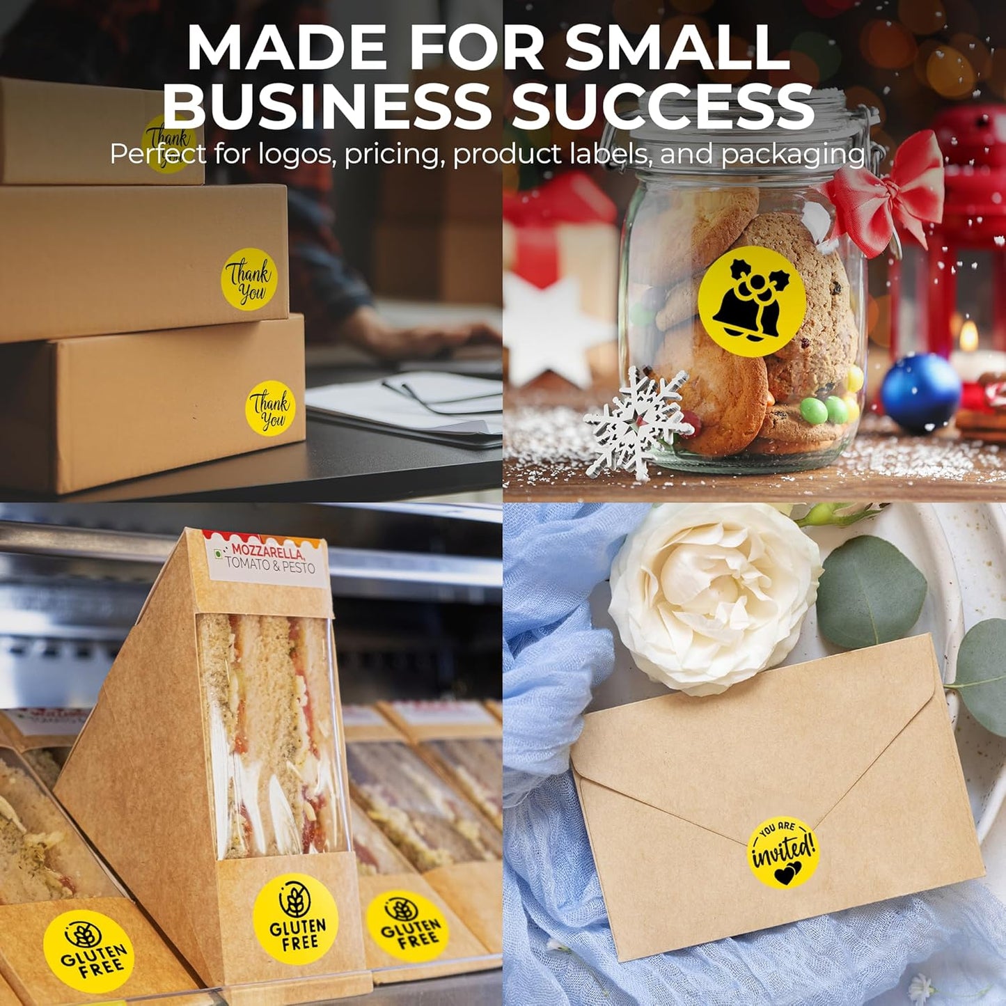 Perco Yellow 2-Inch Perforated Circle Dot Thermal Sticker Labels — 300 Stickers/Roll, Direct Thermal Printer Compatible—with Permanent Adhesive for Organizing, Color Coding, Bin Labeling—Made in USA