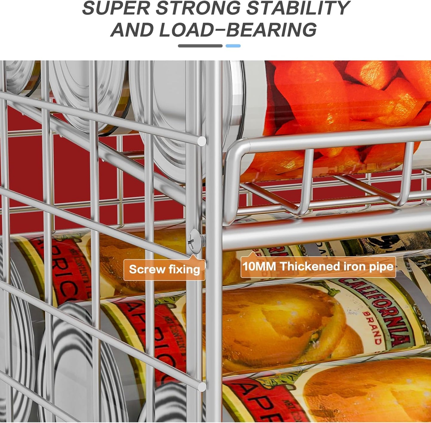 2-Pack Stackable Can Rack Organizer, Can Storage for Kitchen Pantry Cabinet, Can Holders for Food, Multifunctional Can Dispenser for Snacks Soda, Silver