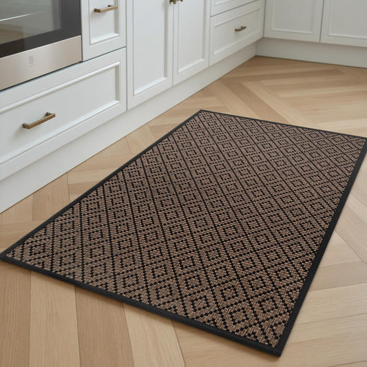 PADOOR Kitchen Floor Mat, Rubber Backed Kitchen Rugs Non Slip Washable, Super Absorbent Kitchen Mats for Floor Front of Sink, 17"x24", Black