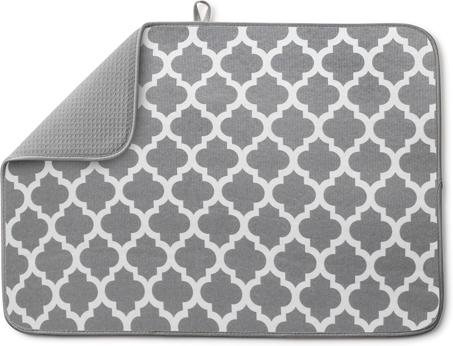 Bellemain XXL Dish Mat 24" x 17" ( LARGEST MAT ) Microfiber Dish Drying Mat , Super absorbent ( Trellis )