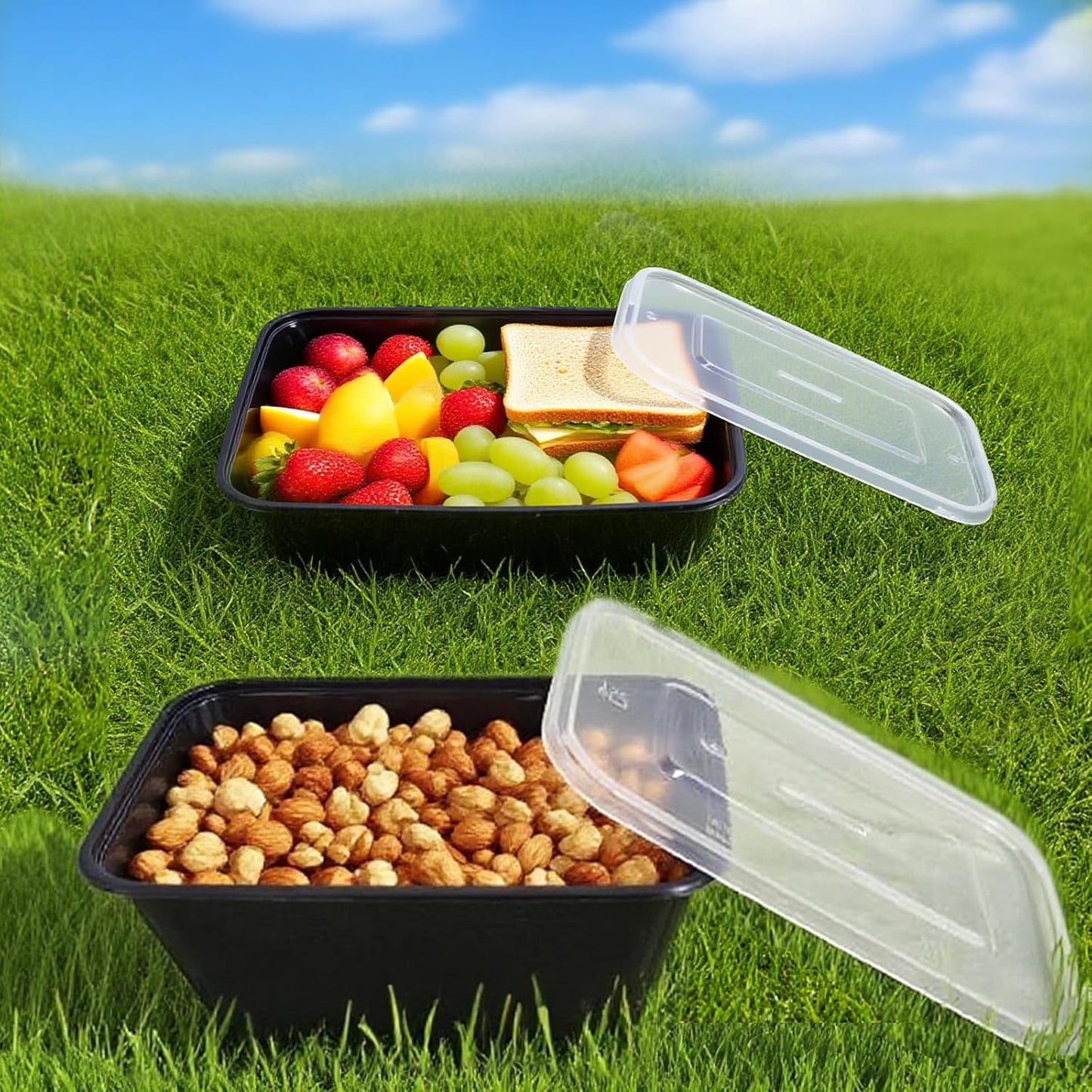 50 Packs 24 oz Disposable Meal Prep Containers with Lids,To Go Take Out Plastic Food Storage, Disposable Takeaway Boxes,Freezer, Dishwasher Safe Prep Containers,