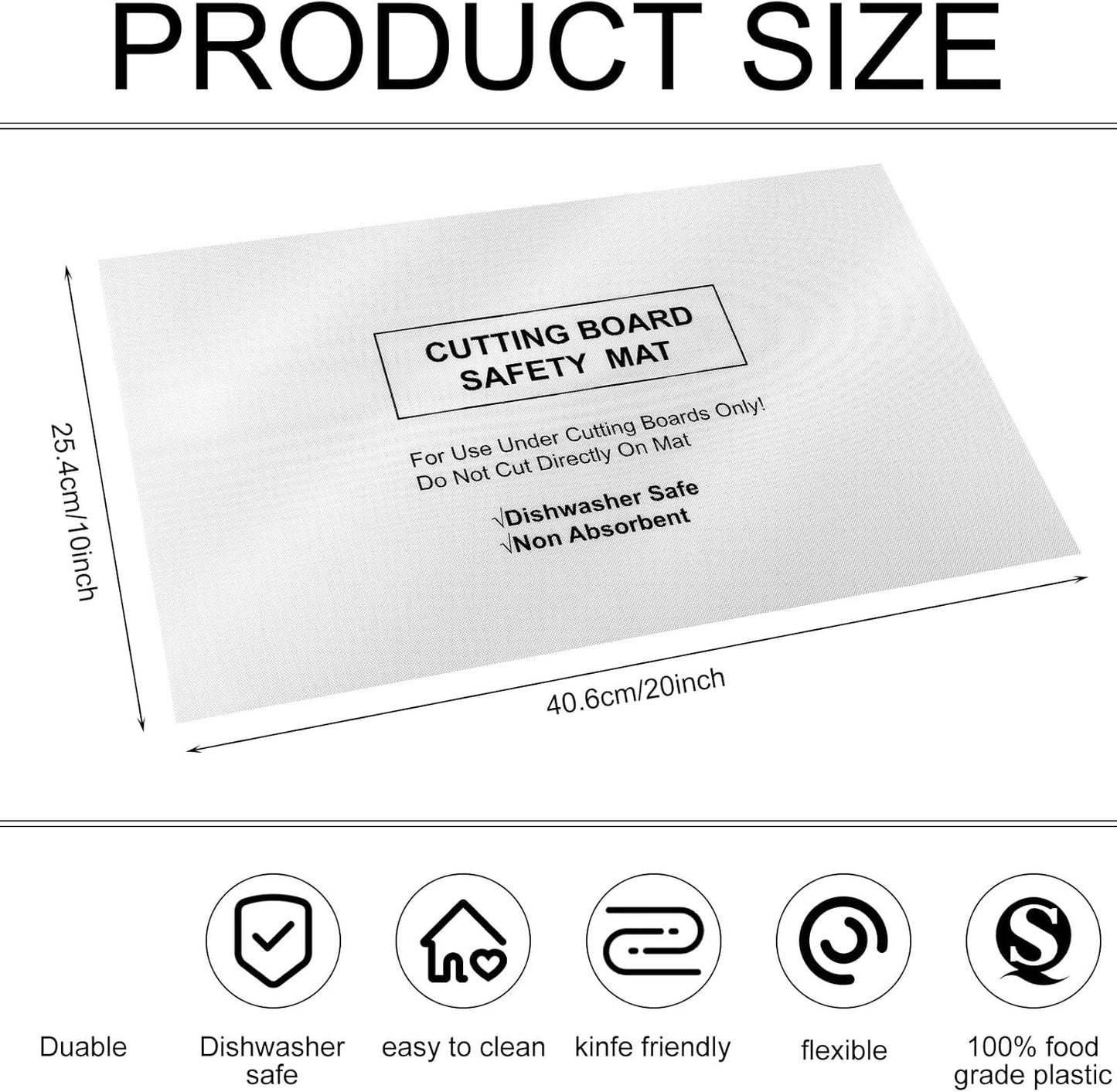 Haull 6 Pcs Non slip Cutting Board Mats Non Absorbent Safety Mat for Under Kitchen Cutting Boards, Dishwasher Safe, 16 x 10 Inches