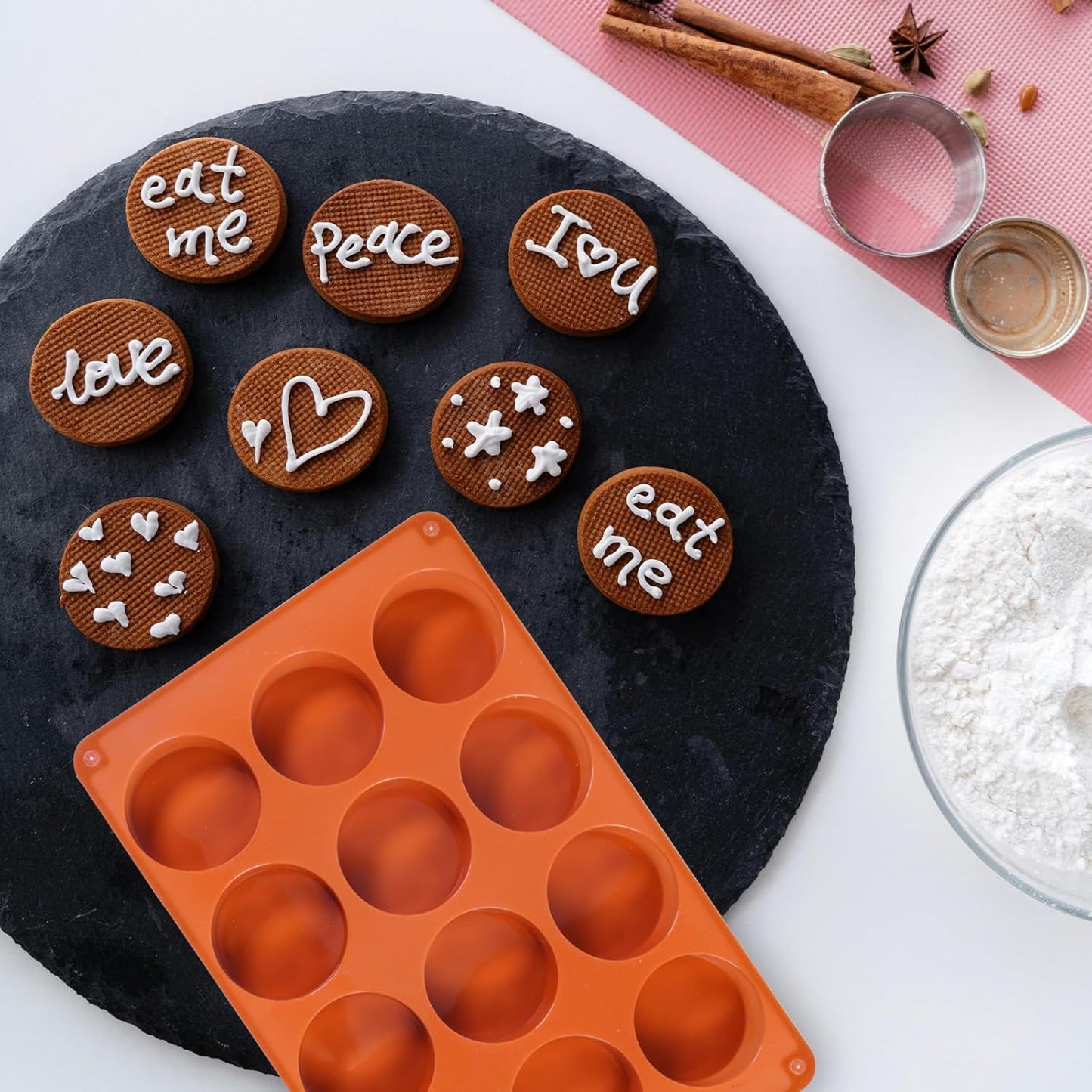 2PCS Muffin Pan, 12 Cup Silicone Cake Moulds for Baking, Silicone Muffin Cases, Non Stick Muffin Tin, Cookies Jelly Mould - BPA Free and Dishwasher Safe