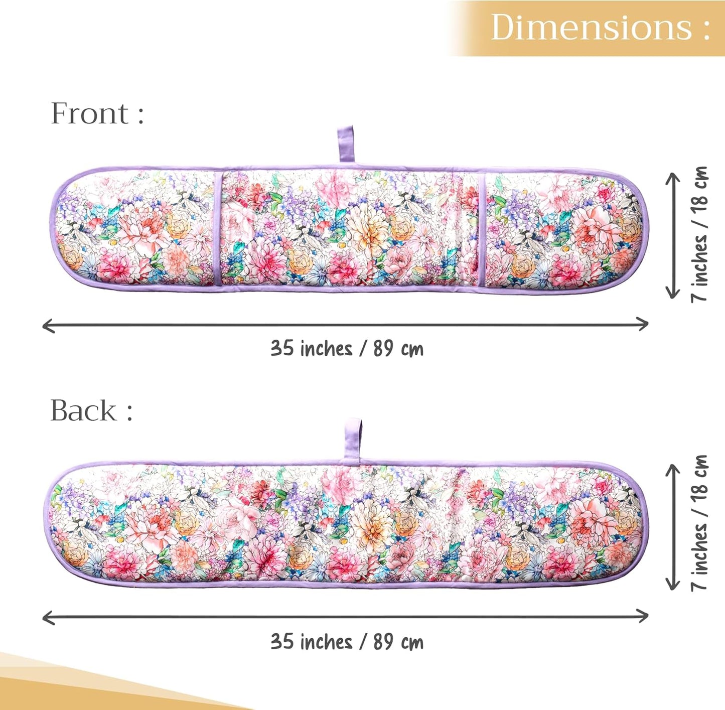 Maison d' Hermine Double Oven Mitts 100% Cotton 7"x35" Double Oven Mitt Heat Resistant BBQ Cooking Gloves with Loop, Baking, Grilling, Home, Kitchen, Handling Hot Pans Spring Summer (Floral Love)