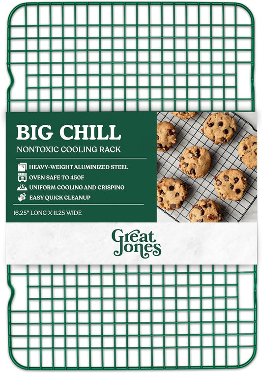 Great Jones Big Chill Wire Cooling Rack (Broccoli) – 16.9" × 11.4" Heavy-Weight Aluminized Steel,Nonstick Baking Rack – Oven Safe 450 °F, Bacon & Cookie Cooling Rack – Fits Half Sheet Pans