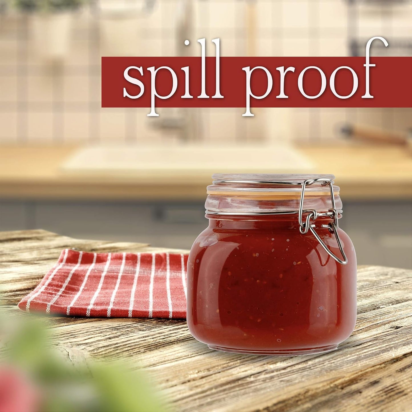 Galashield Glass Jars with Lids 24 oz Food Storage Jars with Airtight Lids Leak Proof Glass Canisters Kitchen Jars [Set of 2]