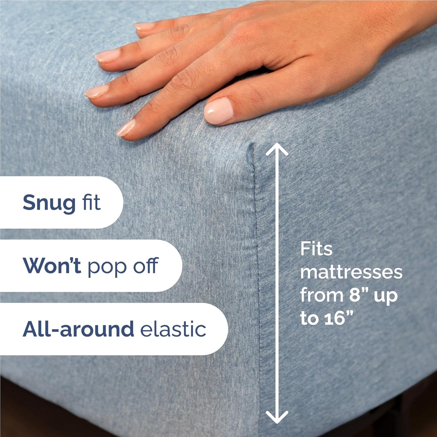 Full Size 4 Piece Sheet Set - Comfy Breathable & Cooling Bed Sheets Set - Hotel Luxury Bedding for Women, Men, Kids, Teens, Boys & Girls - Deep Pockets, Soft & Wrinkle Free - Blue (Heathered Sheets)