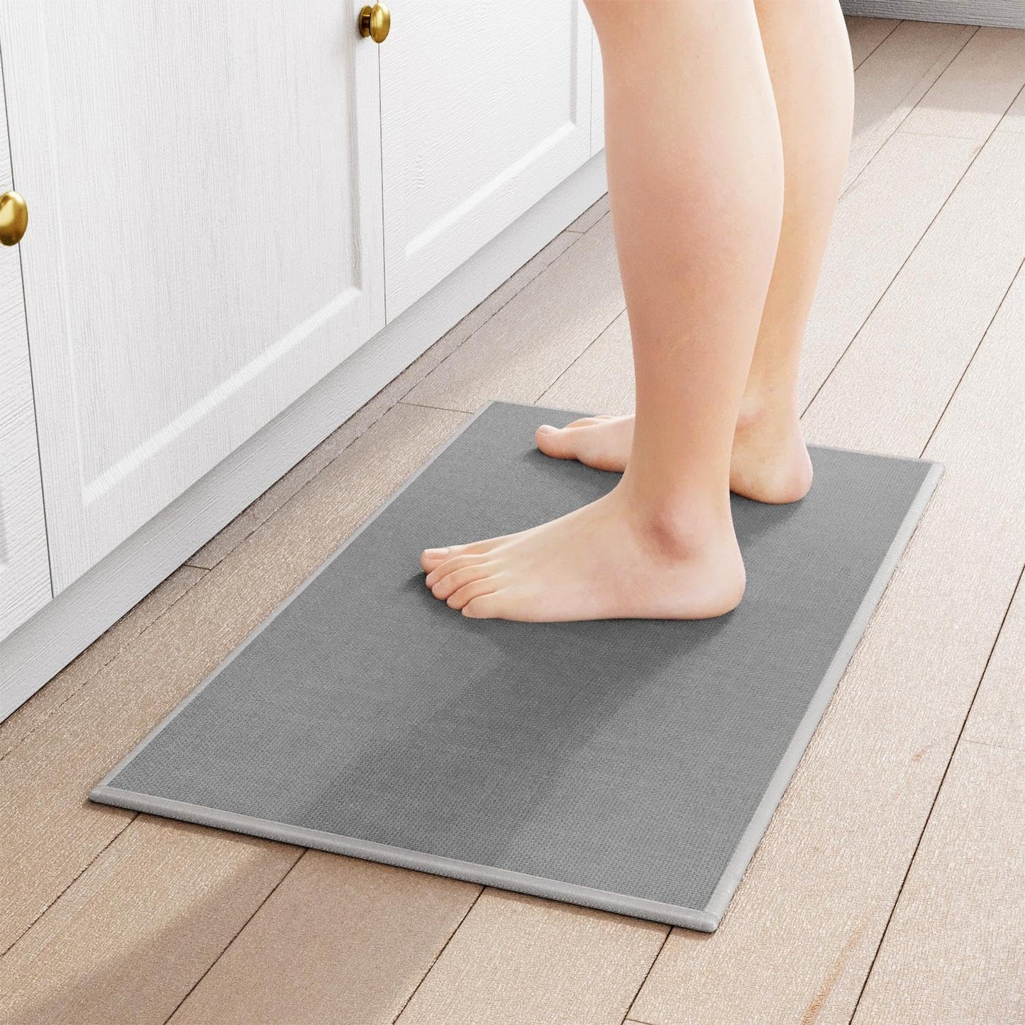 Kitchen Mat 1 PCS, Cushioned Non Slip Rugs for Kitchen Floor, Absorbent Runner Comfort Standing Mats Washable for Kitchen, Office, Home (Grey, 17.3"x30")