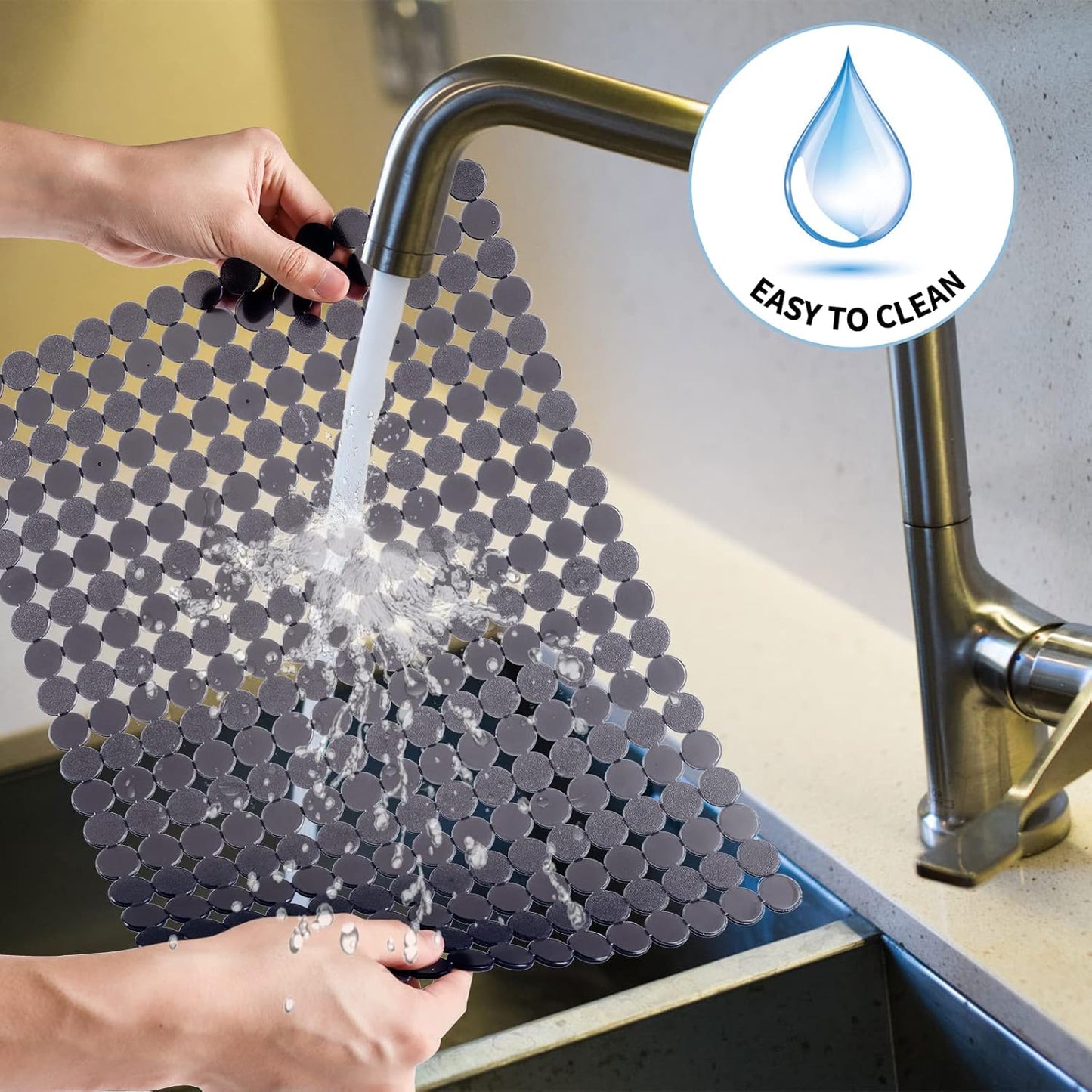 Sink Protectors Mat for Kitchen Sink - 2Pack Adjustable Kitchen Sink Mat Fast Draining - Dish Drying Mat for Dishes And Glassware - Easy to Clean & Diy Cut
