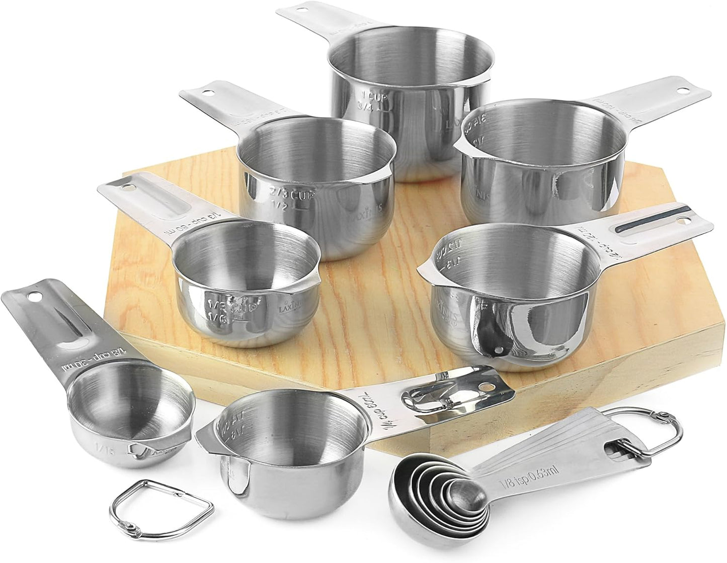 Measuring Cups and Spoons Set - Premium 13-Piece Stainless Steel, 7 Cups & 6 Spoons, Stackable, Ideal for Accurate Liquid and Dry Ingredient Measurement. By Laxinis World