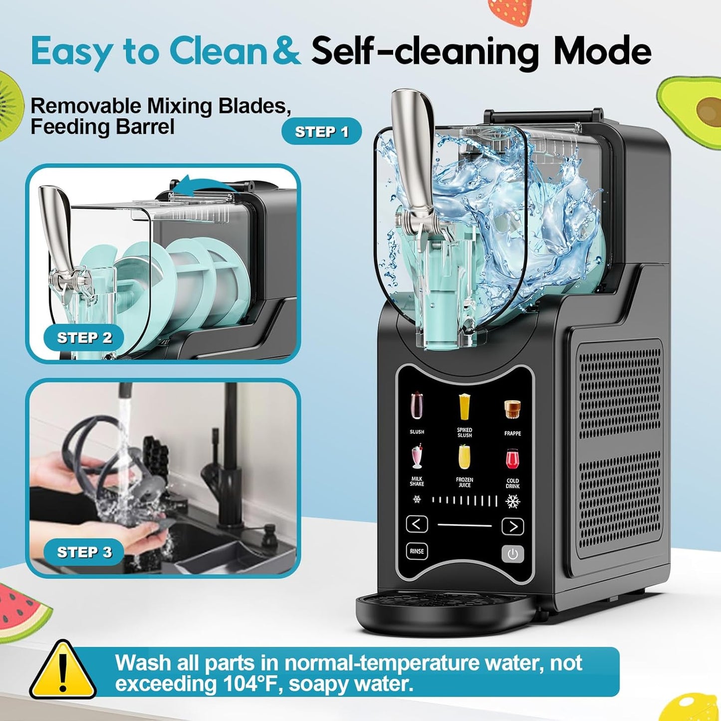 Slushie Machine for Home, Slushy Machine 88 oz Margarita Machine with 7 Preset Programs, Frozen Drink Machine, for Smoothie, Milkshake, Cocktail, Frappés, 10-Level Adjustable Thickness, No Ice Needed