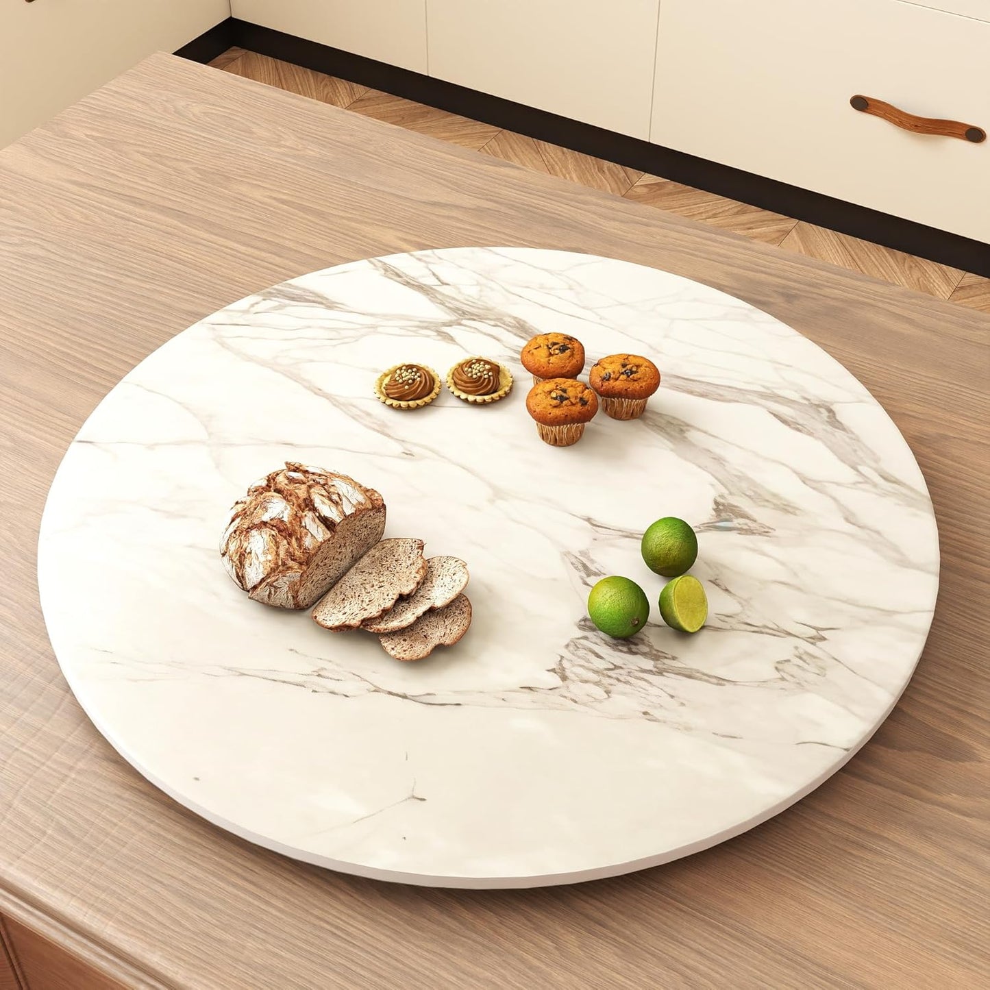 19.69" Lazy Susan for Table Top Sintered Stone Rotating Serving Tray for Dining Table, Kitchen Lazy Susan Organizer Spinning Rotating Food Server Party Centerpieces