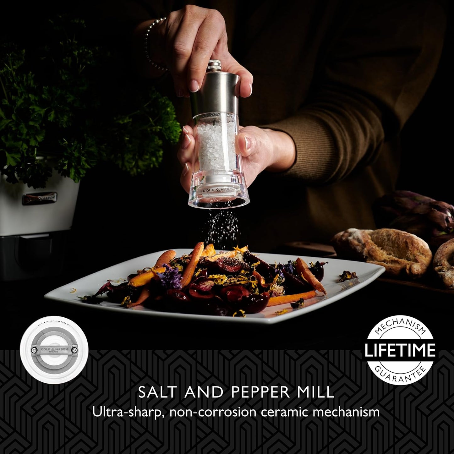 Cole & Mason Bromley Pepper Mill, 6" - Pepper Grinder with Ultra-Sharp Grinding Mechanism - Flavor-Enhancing Pepper Shaker - Refillable Mill with Adjustable Grinding - Acrylic, Pepper Mill