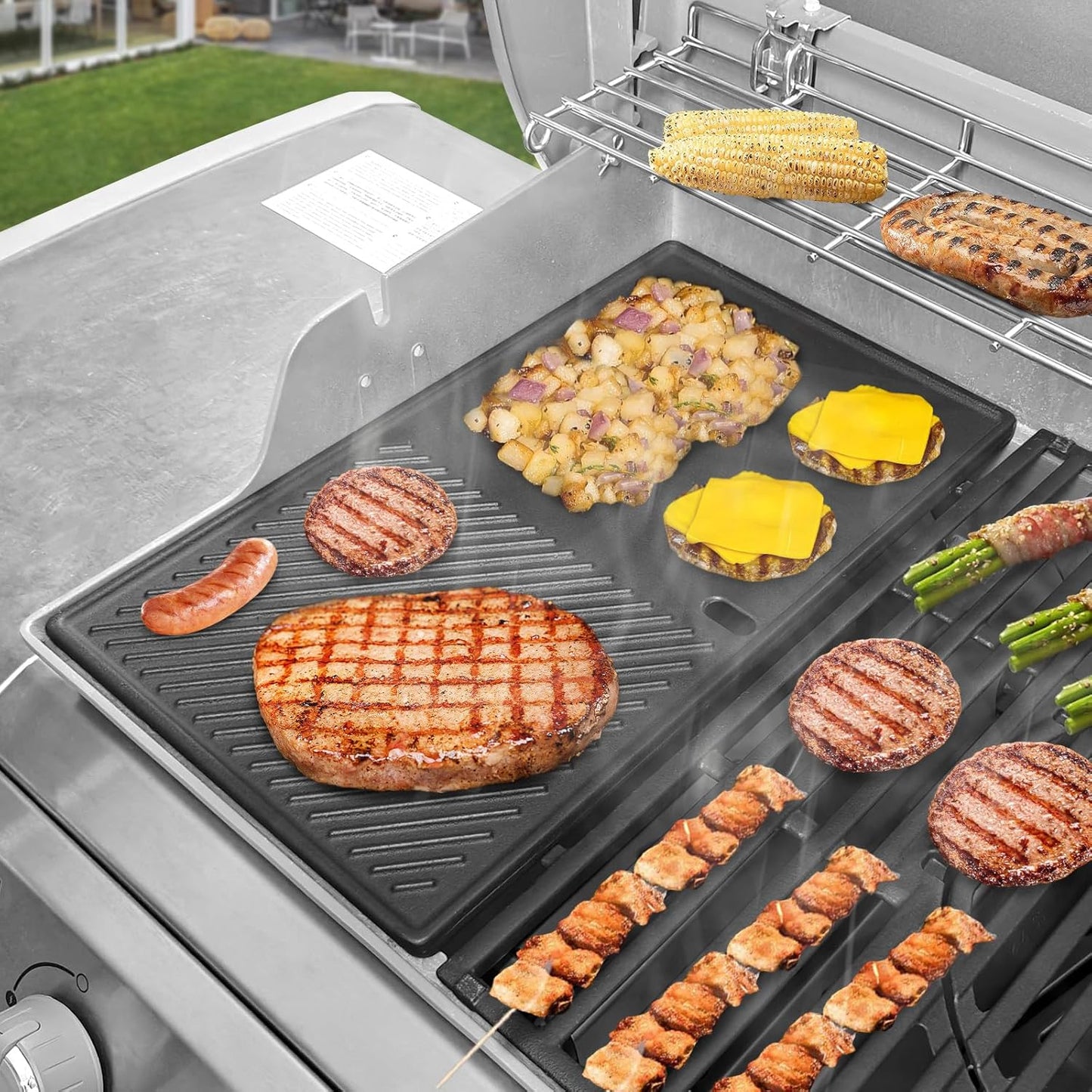 QuliMetal 66089 Griddle for Weber Genesis II/LX 400 Series Grills, Grill Part for Weber GS4 Genesis 2 E410, E415, E435, S-435, LX E-440, Cast Iron for weber genesis ii griddle insert