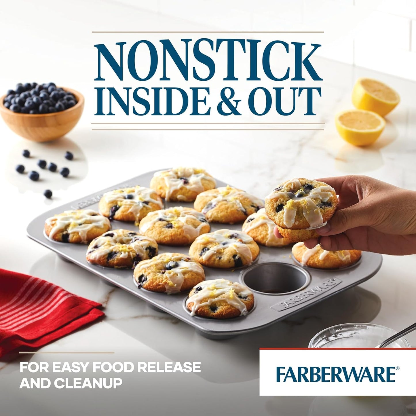Farberware 12-c. Nonstick Nonstick Bakeware Muffin Pan, Gray