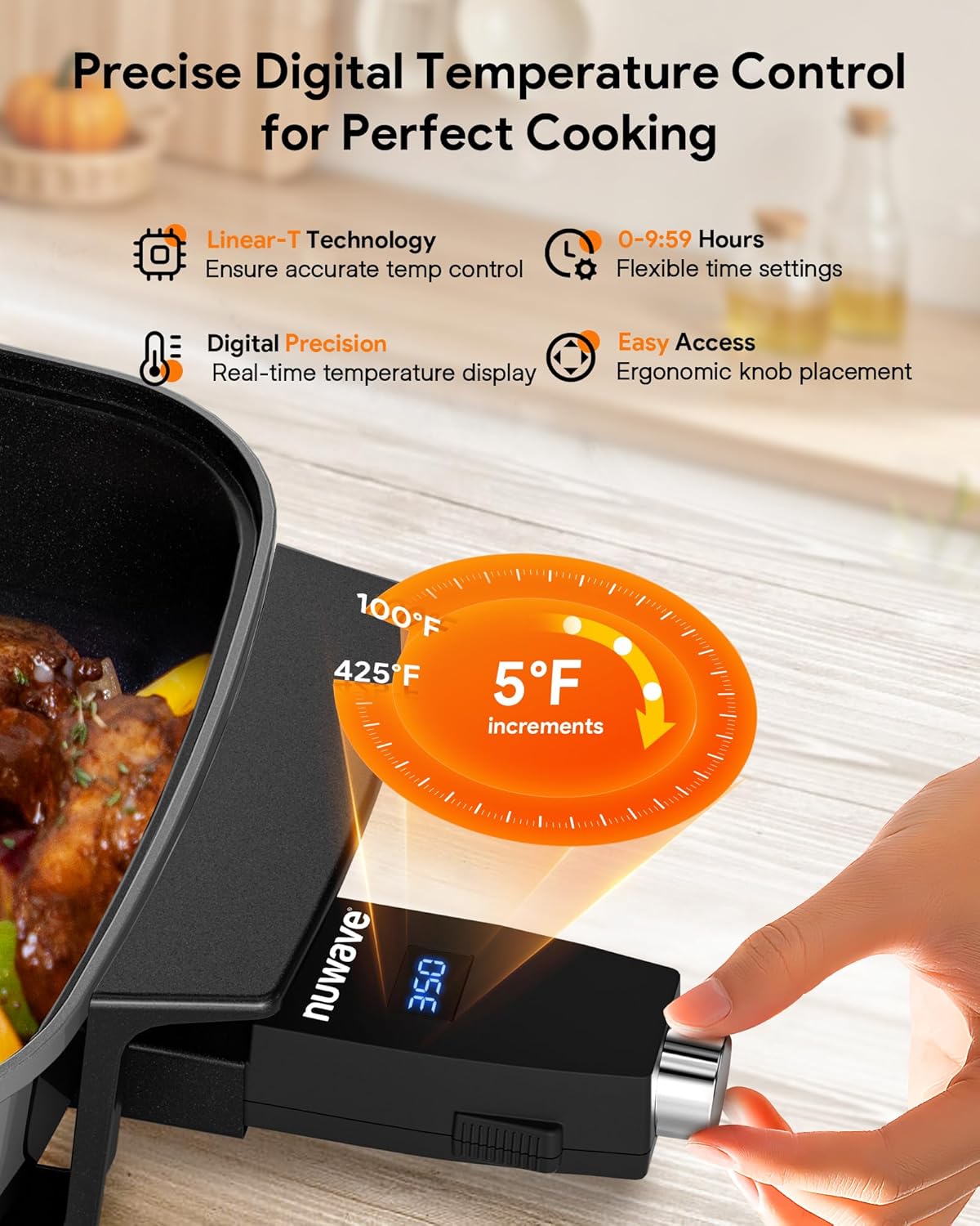 Nuwave Medley XL Digital Electric Skillet, Family Size Griddle w/Glass Lid, 2025 New & Improved Precision Heating, 100°-425°F, PFAS Free G11 Nonstick Ceramic Coating, Portable Hot Plate, 7qt Capacity