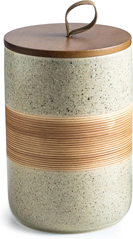 Large Storage Containers with Lids, Ceramic Coffee Container Kitchen Food Storage Jars for Spice Sugar Tea Bag, Stackable Decorative Jars for Counter, 61 fl.oz