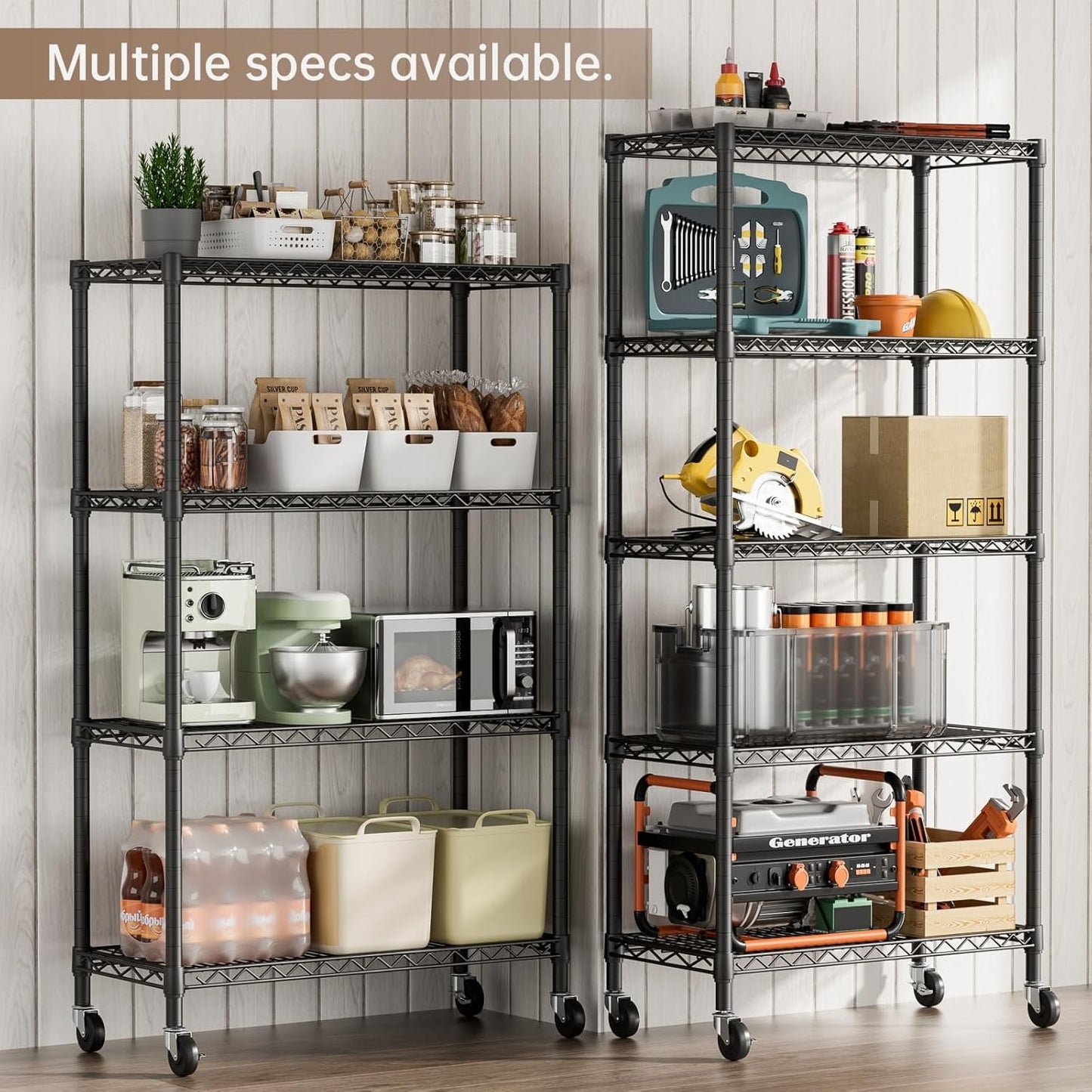 SINGAYE 5 Garage Heavy Duty Shelving Unit Kitchen Pantry Close Home Organizers and Storage Bathroom Shelf Laundry Room Organization Industrial Book Metal Wire Adjustable Shelves