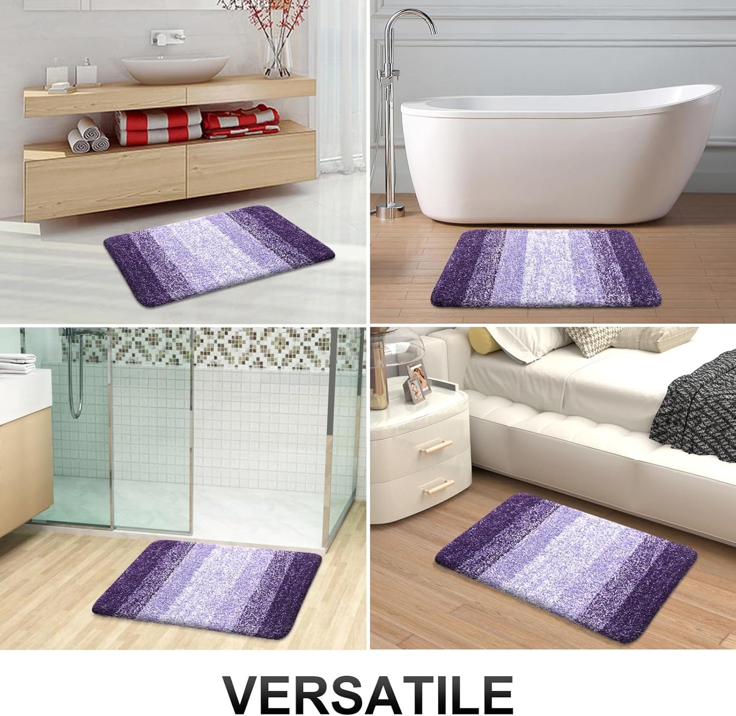 OLANLY Bathroom Runner Rugs 44x24, Extra Soft Absorbent Microfiber Bath Rugs, Rubber Backing, Quick Dry, Machine Washable Bath Mats for Bathroom Floor, Tub and Shower, Home Decor Accessories, Violet