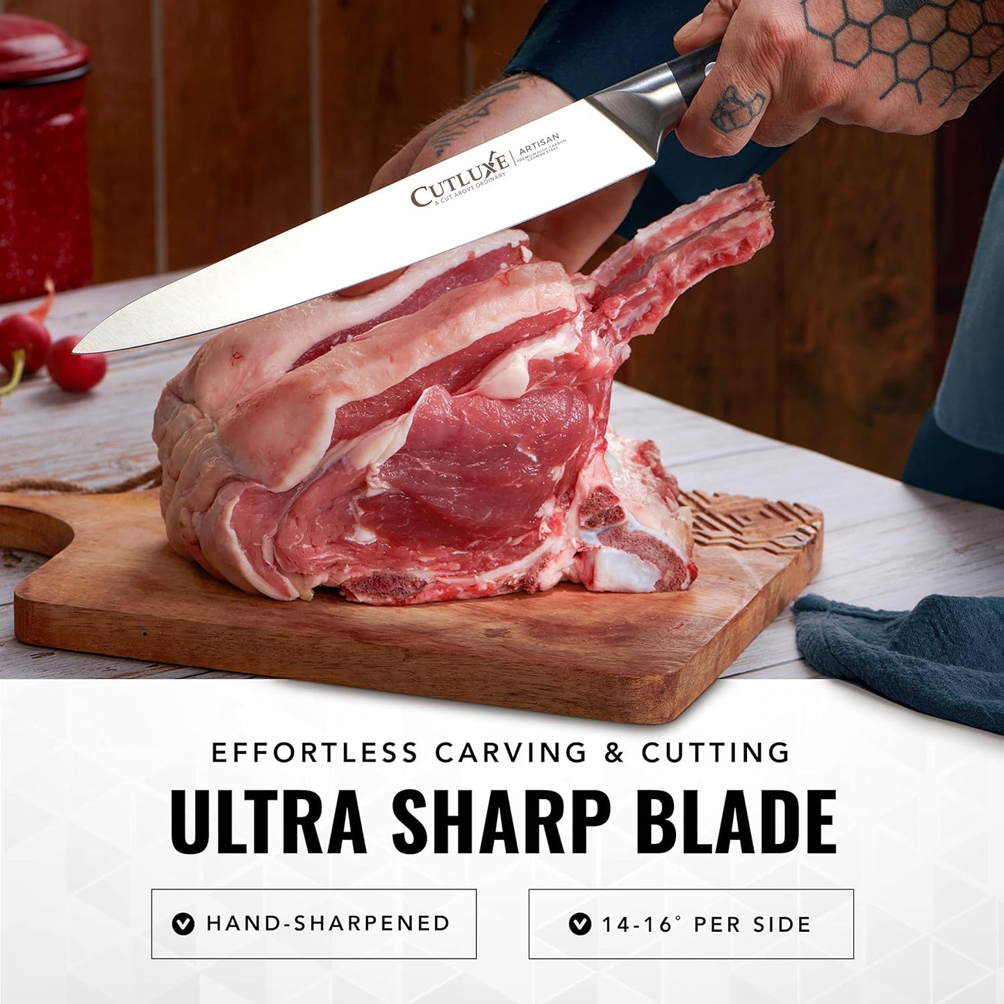 Cutluxe Turkey Carving Knife – 9" Carving Knife for Meat – Razor Sharp & Full Tang – High Carbon German Steel – Ergonomic Handle Design – Artisan Series