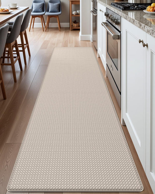 DEXI Kitchen Floor Mats Cushioned Anti Fatigue, 23x86, Large Long Standing Runner Rug Waterproof, Comfort Memory Foam Padded for Front Sink Laundry, Beige