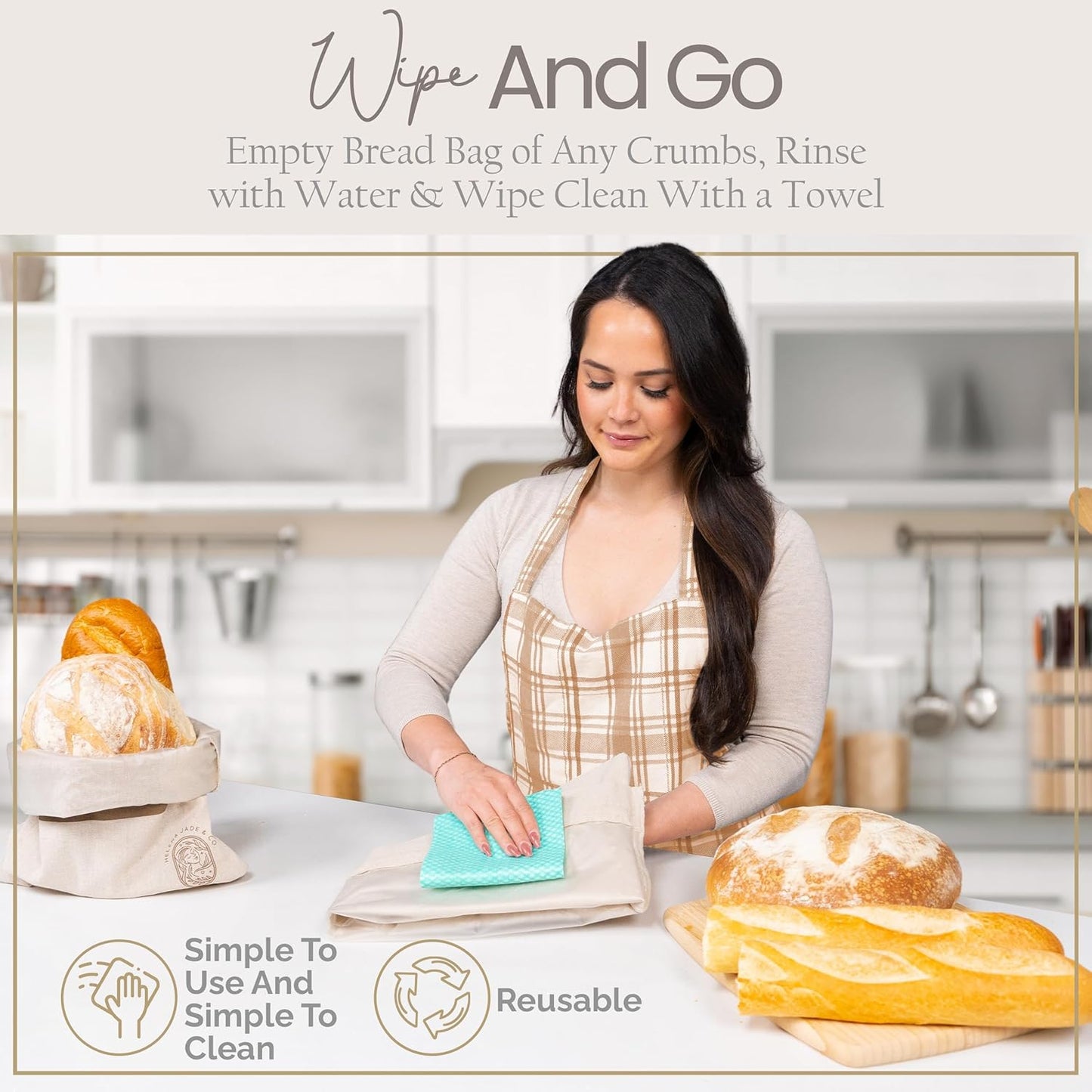 Linen Bread Bags for Homemade Bread – Easy to Clean Large Reusable Cloth Bags for Sourdough, Sandwich & Loaf Storage, BPA-Free Linen Bag with String Closure For Fresh Breads Storage (2 Pack, XL)