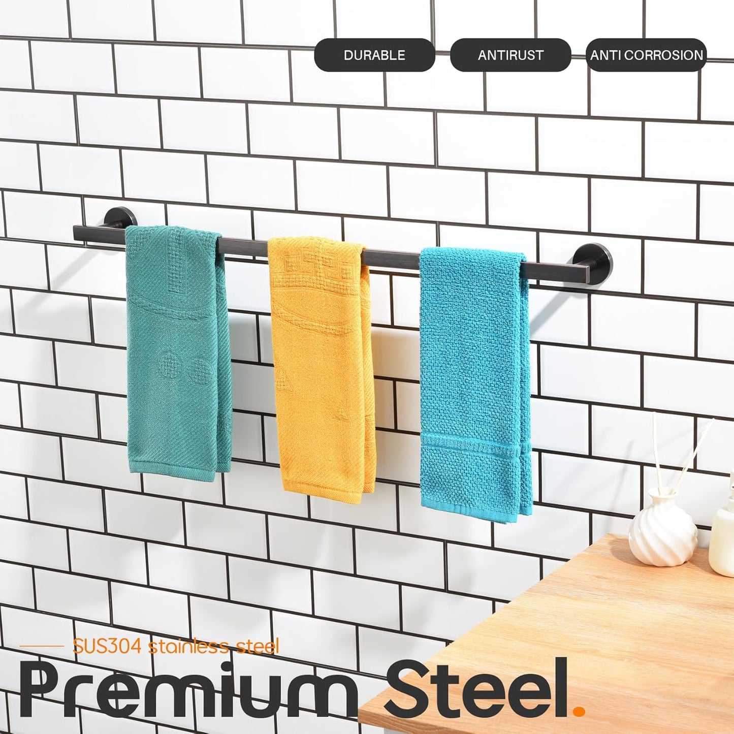 36 Inch Bathroom Towel Bar Bath Towel Rack Kitchen Towel Holder Long Towel Rails Wall Mounted SUS304 Stainless Steel Oil Rubbed Bronze AN4001ORB-L36