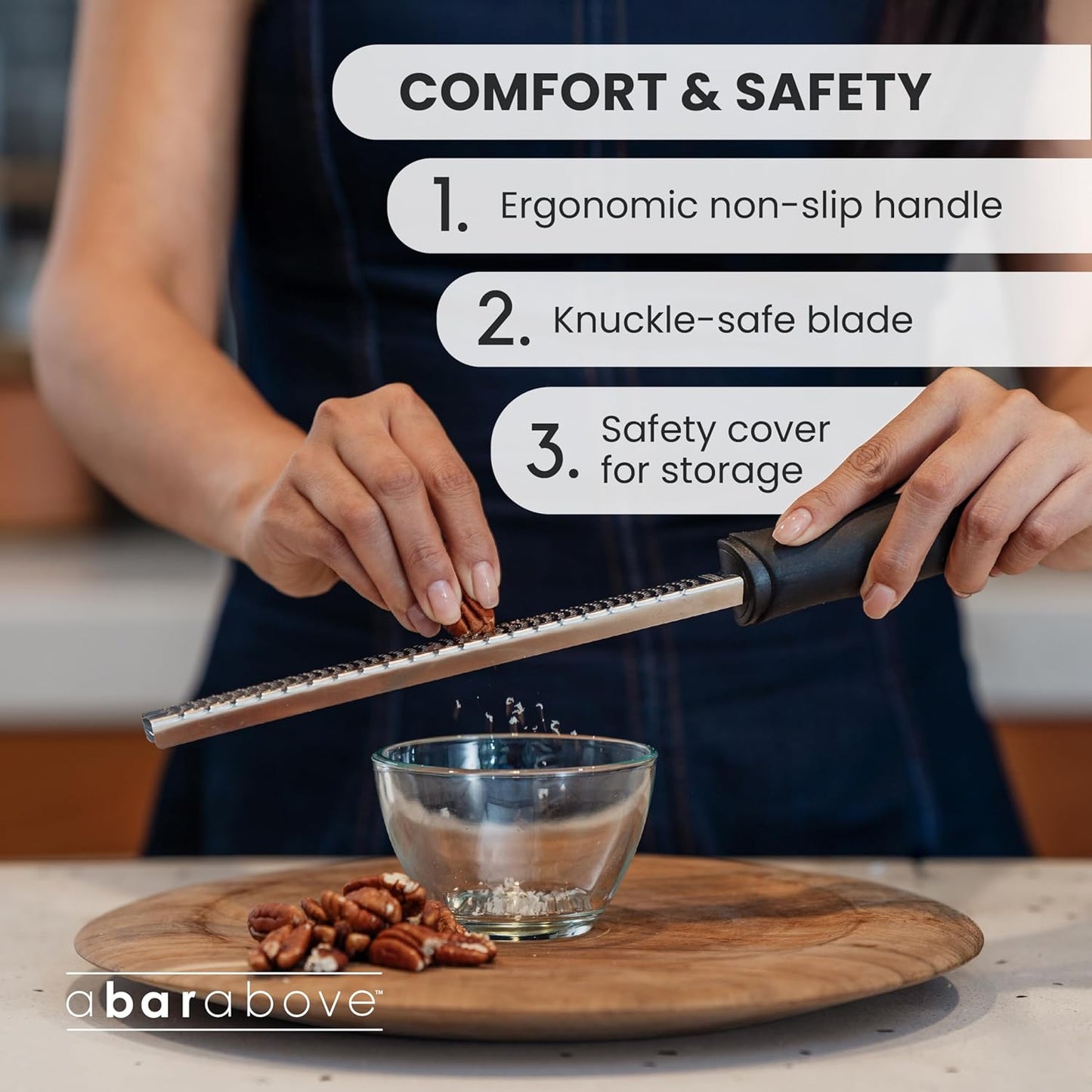 Cheese Grater & Lemon Zester A Bar Above 12” Chef-Grade Stainless Steel Rasp, Sharp Citrus Zester for Lemon, Lime, Ginger, Garlic, Parmesan & Hard Cheese, Professional Kitchen & Cocktail Garnish Tool