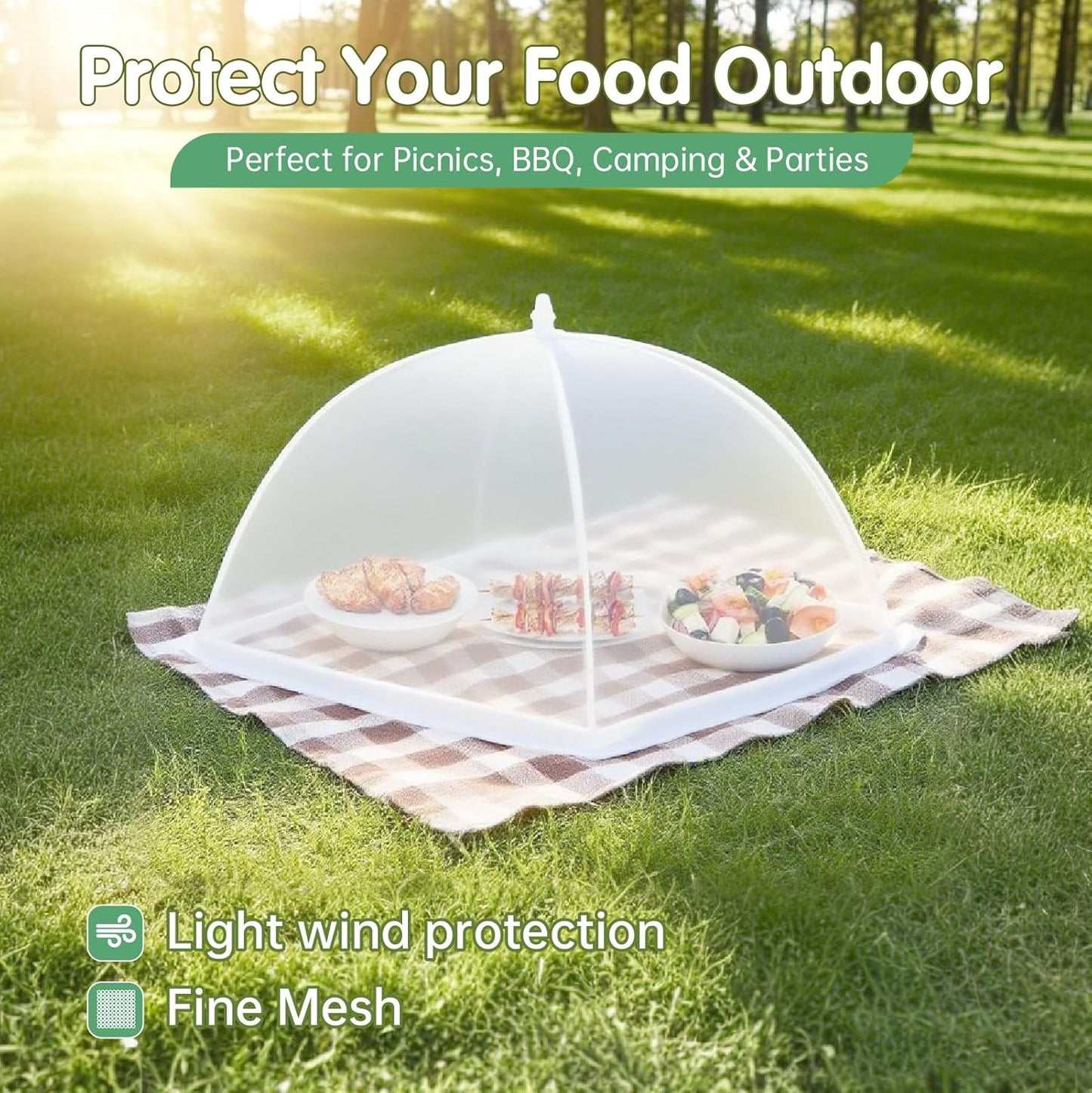6 Pack Food Covers for Outside Mesh, 2 XL 40x25 inch + 4 L 17x17 inch Popup Foldable Outdoor Food Tents, Screen Net to Keep Bugs Flies Away for Picnic BBQ Camping Party Supplies
