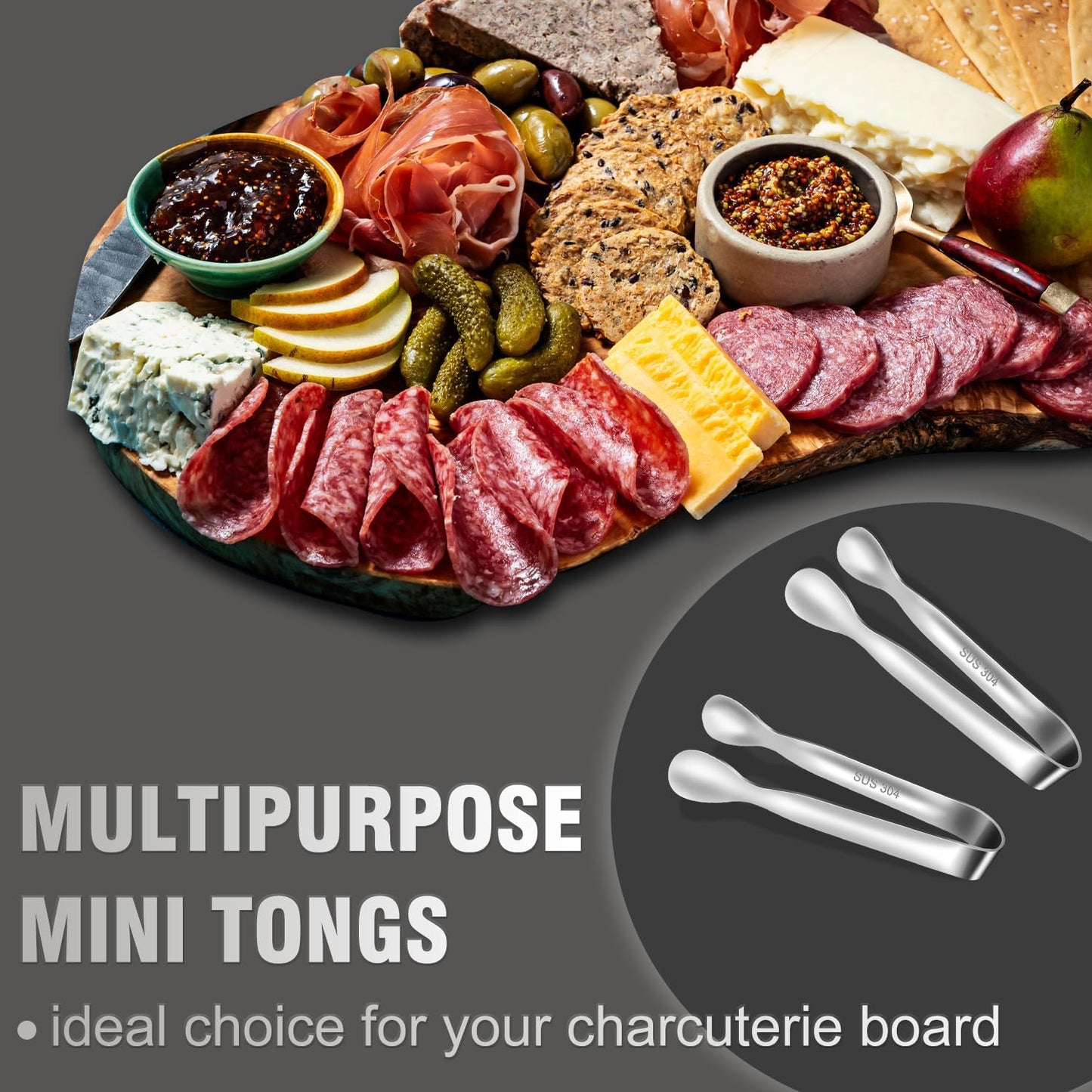 Mini Tongs For Serving Food，Set fo 12 Small Tongs For Appetizers，Small Stainless Steel Metal Cooking Tong，for Tea Party Coffee Bar, 4 inch Sugar Tong - Silver