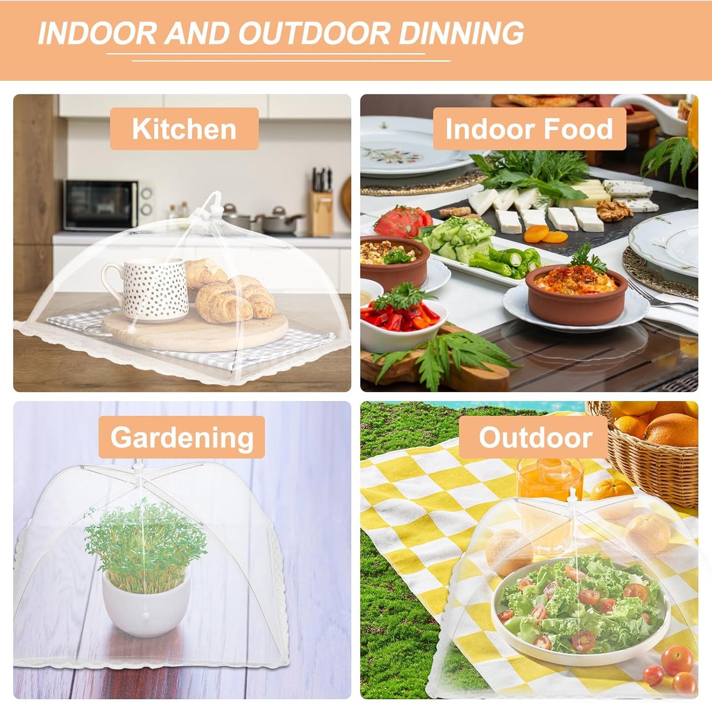 uxcell 3 Pcs Large and Tall Food Covers 17" Mesh Food Covers for Outdoors Collapsible Food Protector Covers Tent for Parties Outdoor Picnics BBQs, Green