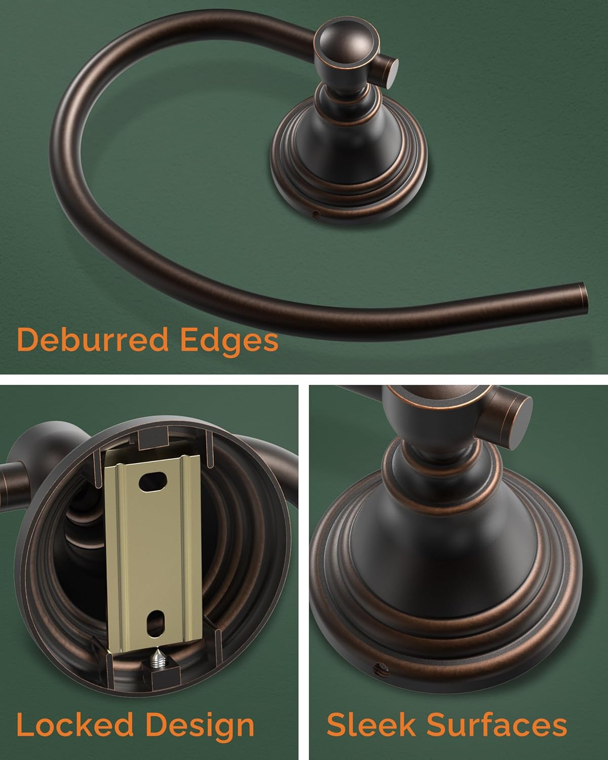 Towel Ring, Stainless Steel Hand Towel Holder for Bathroom Wall Mount, Heavy Duty Towel Hanger for Kitchen, Bath, RV (Oil Rubbed Bronze)