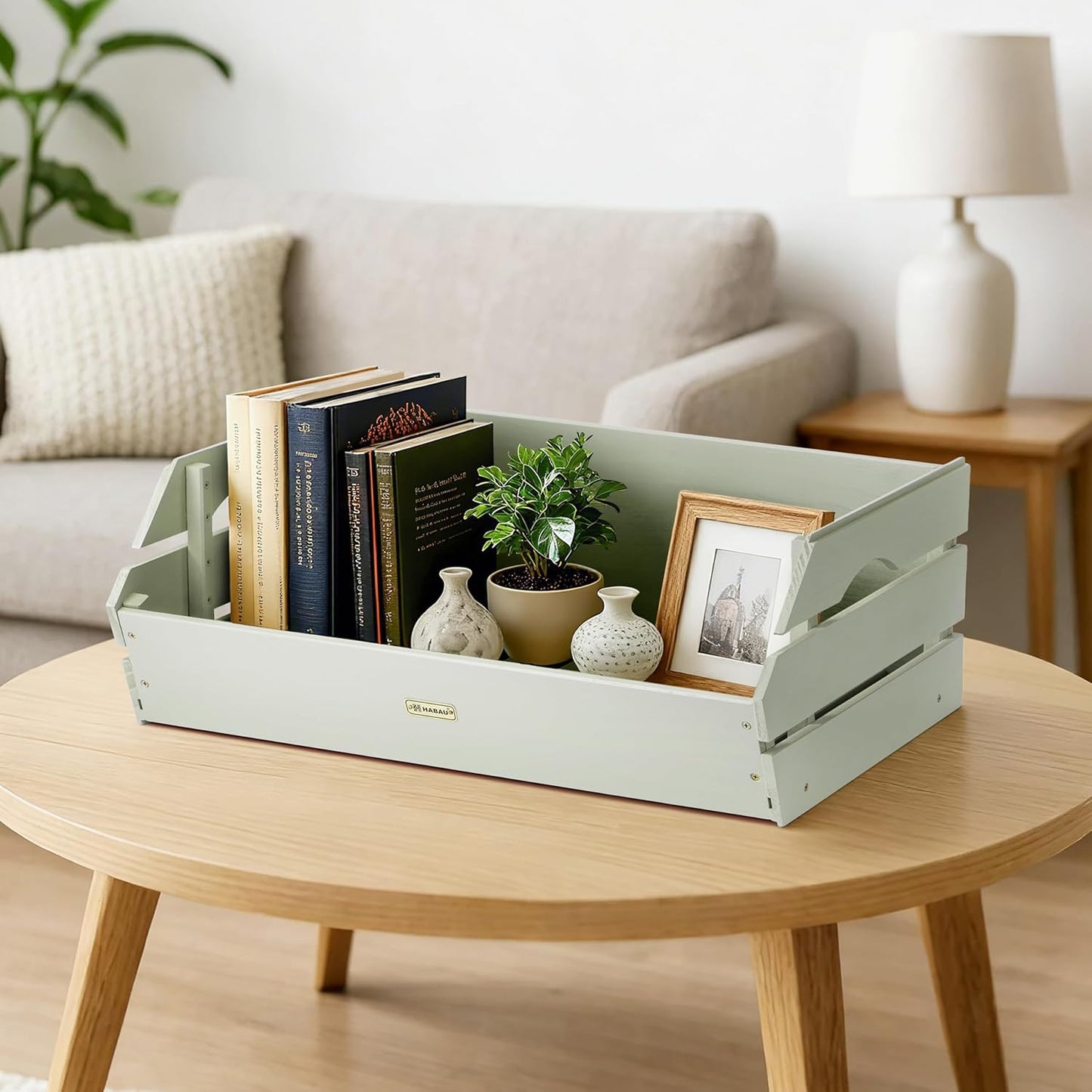 HABAU Wood Potato Onion Storage Bins - Wooden Stackable Produce Basket - Fruit Vegetable Storage for Kitchen Pantry Organization, Set 2 Pieces