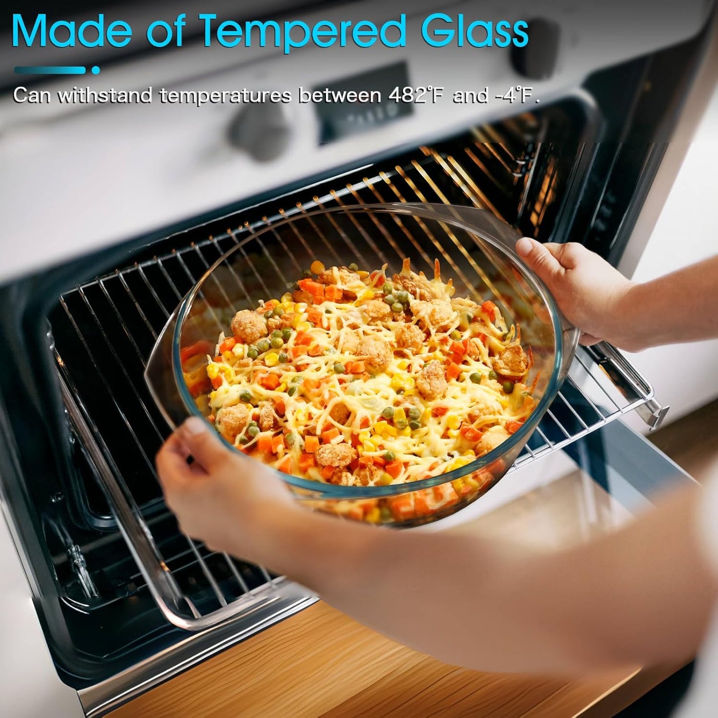 NUTRIUPS 3QT Round Glass Casserole Dish with Lid, Tempered Glass, 10inch Large Glass Microwave Bowls with Lid