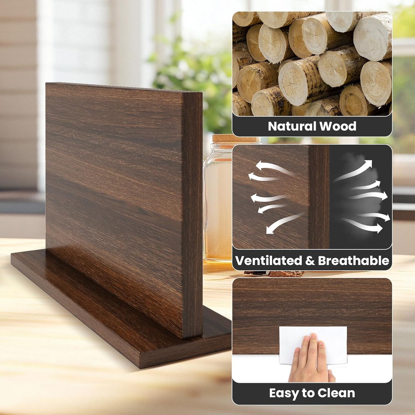 Magnetic Knife Holder, Double-Sided Magnetic Knife Block Universal Multi-function Display Rack for Kitchen Counter