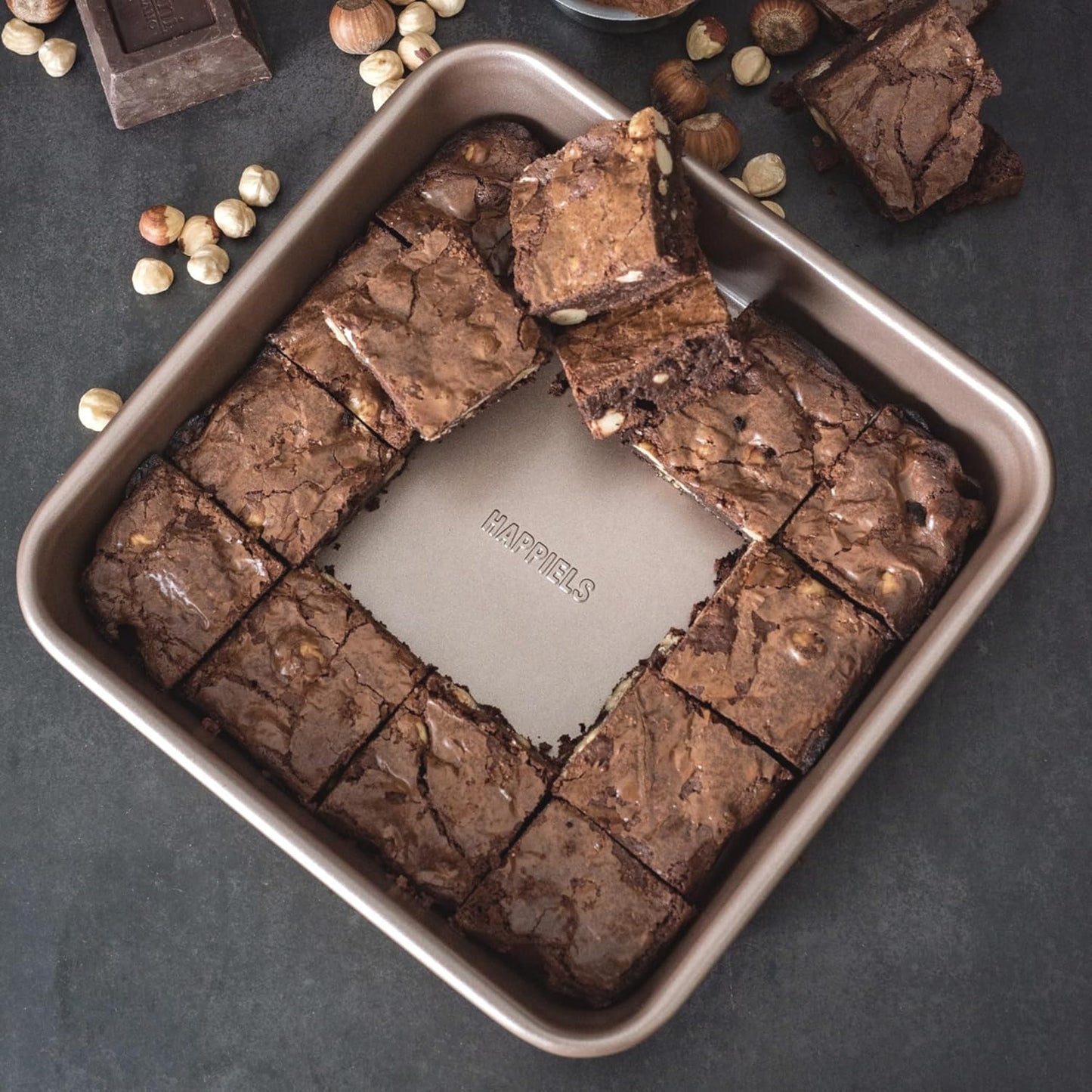 Nonstick 9x9 Baking Pan | PFOA & BPA Free Non Toxic 9 x 9 Inch Cake & Brownie Pan | Best Nontoxic Square 9x9 inches Pans for Baking | Non Stick Carbon Steel Gold Baking Ware