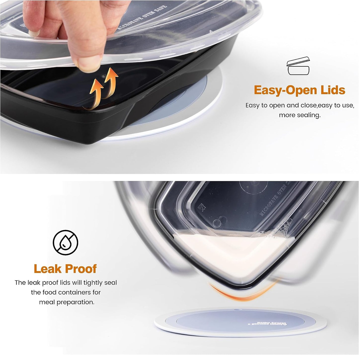 Glotoch Meal Prep Containers Reusable, 50Pack 32oz Plastic Food Prep Storage Containers with Lids,BPA Free,Microwave, Dishwasher Safe Disposable To Go Containers for Meal Plan,Single Compartment