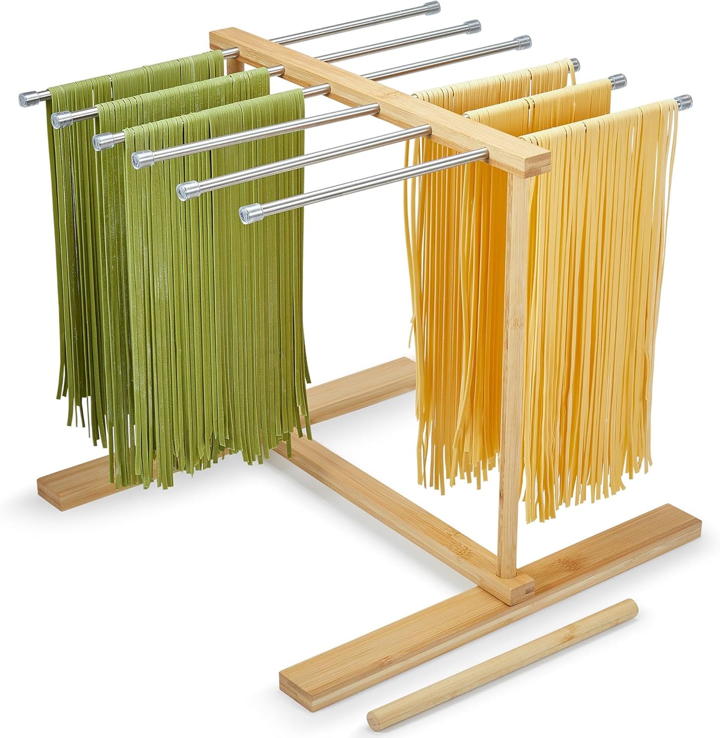 Pasta Drying Rack, Large 304 Stainless Steel Drying Rack Collapsible 15.7x15.7x15 inch with Handle for Homemade Fresh Pasta Noodle Spaghetti, Design for Easy Storage