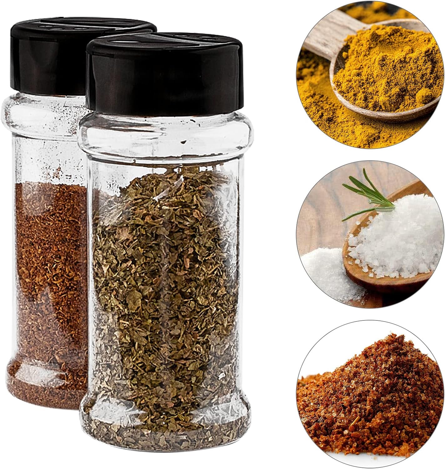 TUZAZO 3 oz Plastic Spice Jars with Shaker Lids and Labels, 24 Pcs Clear Empty Spice Bottles Seasoning Containers for Spice, Herbs and Seasoning Powders