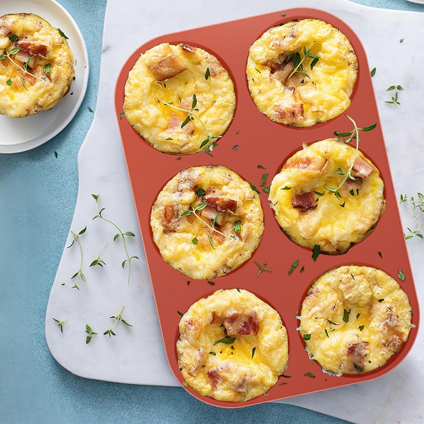 Ocmoiy 4 Inch Silicone Egg Mold for Breakfast Sandwiches, 2 Pack Non-Stick Silicone Jumbo Muffin Top/Hamburger Bun Pan Eggs Bites Molds for Oven Baking Egg Patty, Pancake, Frittata