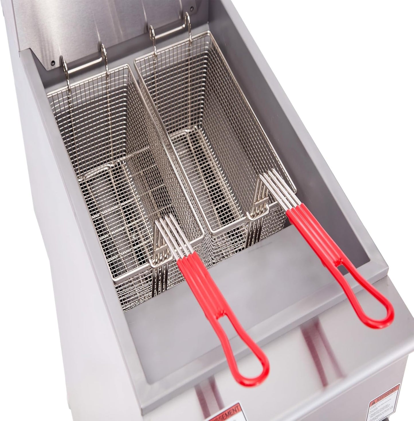 CLIVIA Liquid Propane Deep Fryer, Commercial Floor Fryer with 2 Baskets, 40 lb. Capacity with 3 Burners, Total 90,000 BTU Liquid Propane Powered Fryer for Restaurants