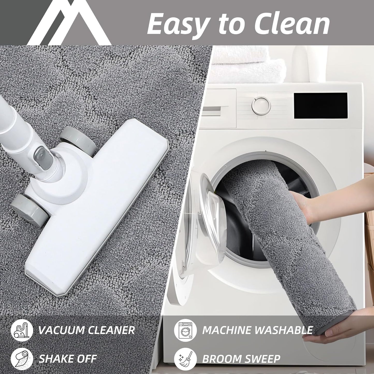 COSY HOMEER Soft Kitchen Floor Mats for in Front of Sink Super Absorbent Rugs and 20"x59" Non-Skid Mat Standing Washable,Polyester,Grey