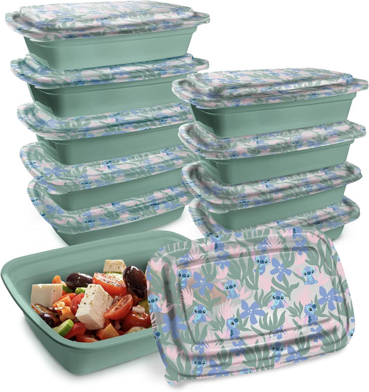 Disney Meal Prep Containers - 20-Piece Reusable Food Containers with Lids - Freezer, Microwave & Dishwasher Safe - Featuring Mickey & Minnie, Lilo & Stitch
