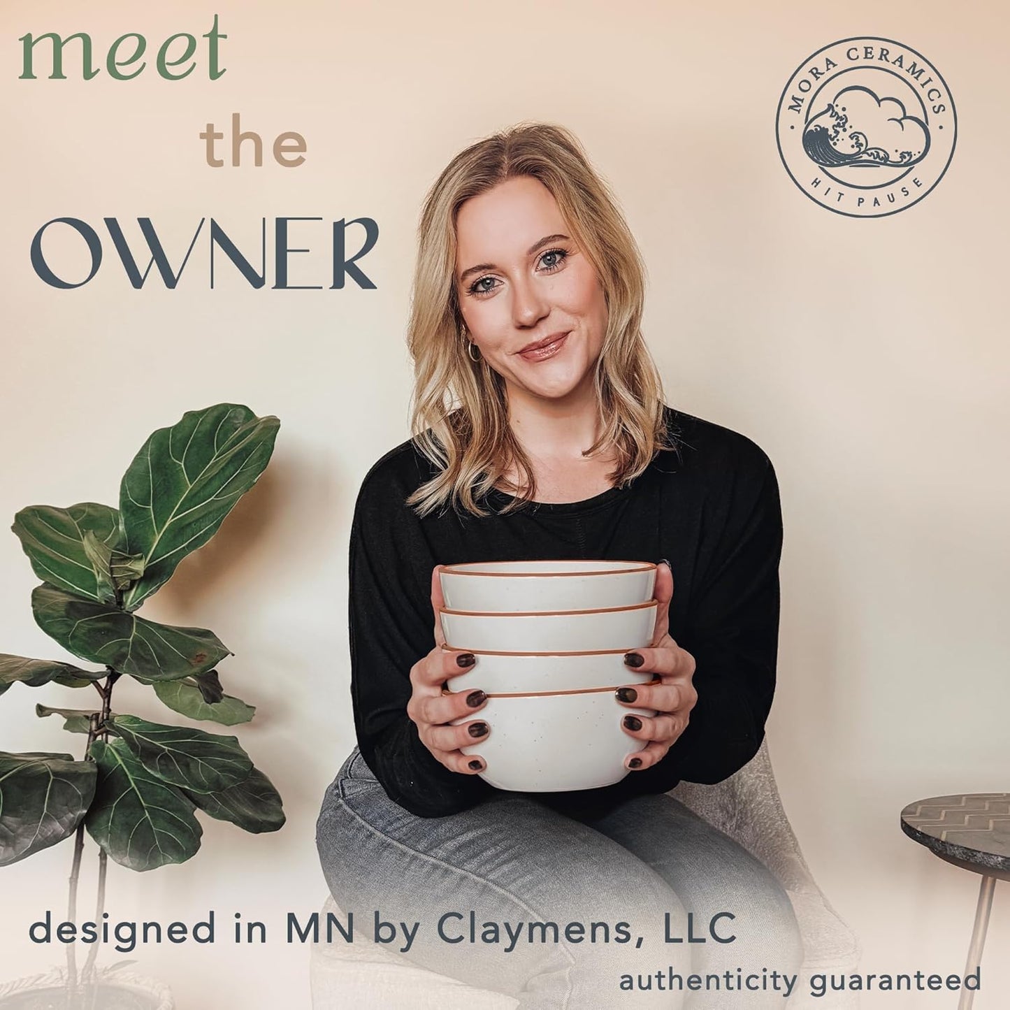 Mora Ceramic Bowls For Kitchen, 28oz - Bowl Set of 4 - For Cereal, Salad, Pasta, Soup, Dessert, Serving etc - Dishwasher, Microwave, and Oven Safe - For Breakfast, Lunch and Dinner - Vanilla White