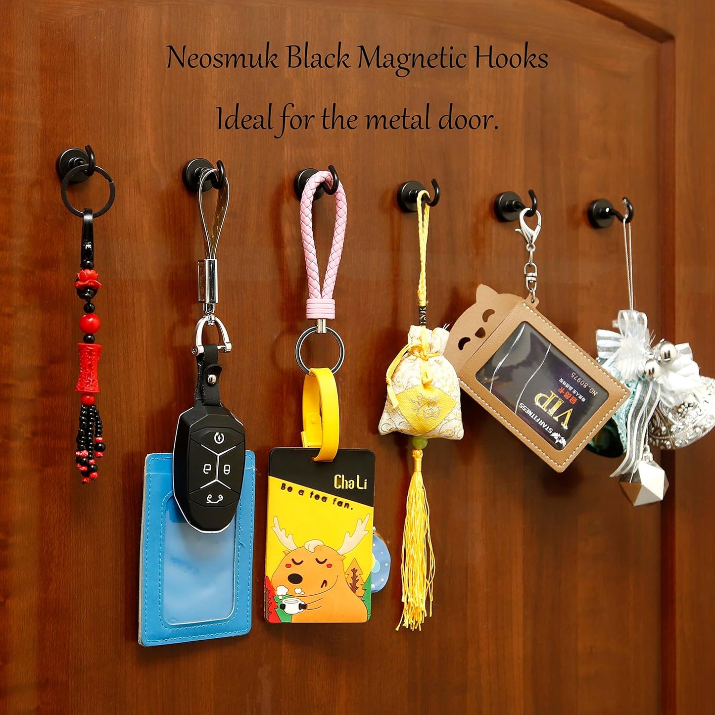 Neosmuk Black Magnetic Hooks, Heavy Duty Earth Magnets with Hook for Refrigerator, Extra Strong Cruise Hook for Hanging, Magnetic Hanger for Cabins, Grill (Black, Pack of 10)